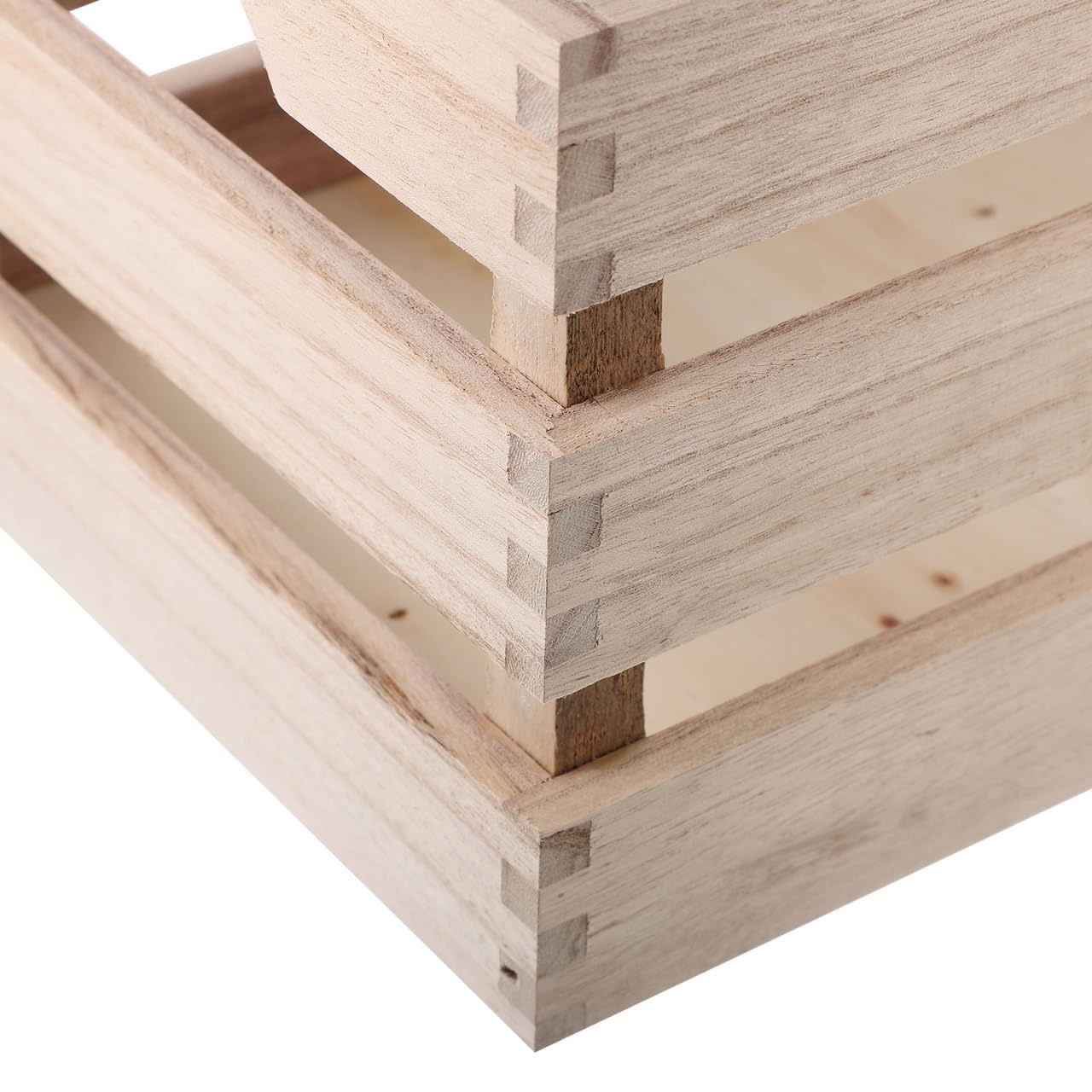 Hemoton Wooden Storage Box 12X8X6.3 Inch Rectangular Wood Crate Basket Organizer with Handles for Home D Cor and Sundries Storage