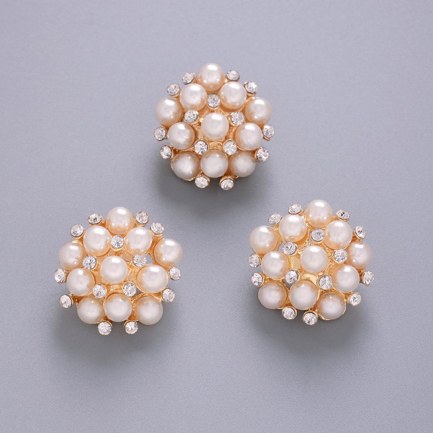 Jerler 10 Pcs Pearl Rhinestone Buttons Crystal Embellishments Sew on Clothing Buttons