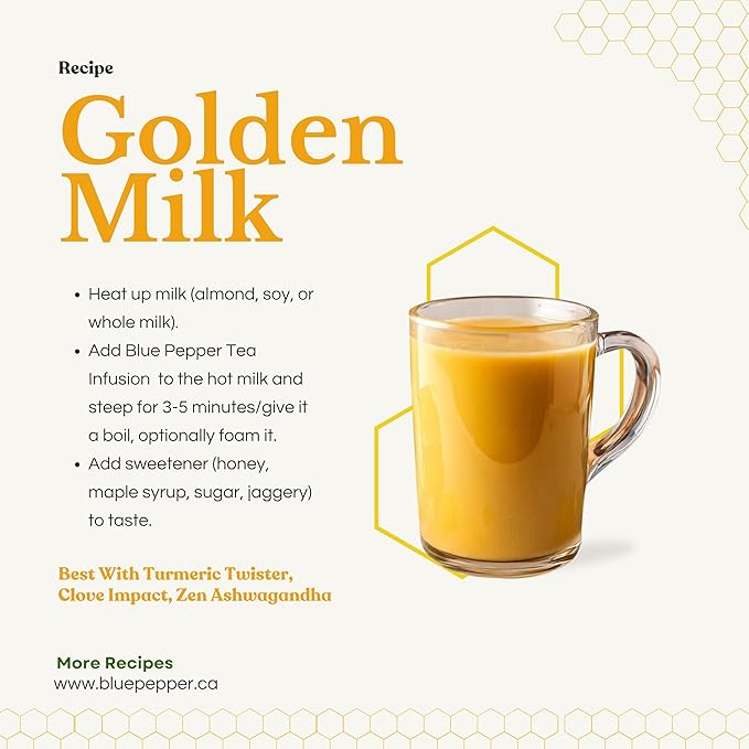 Blue Pepper Turmeric Twister Tea Infusion Blend - Premium Herbal Turmeric Twister - All-Natural Ingredients, No Artificial Flavors - No Added Sugar - Caffeine Free - Golden Milk