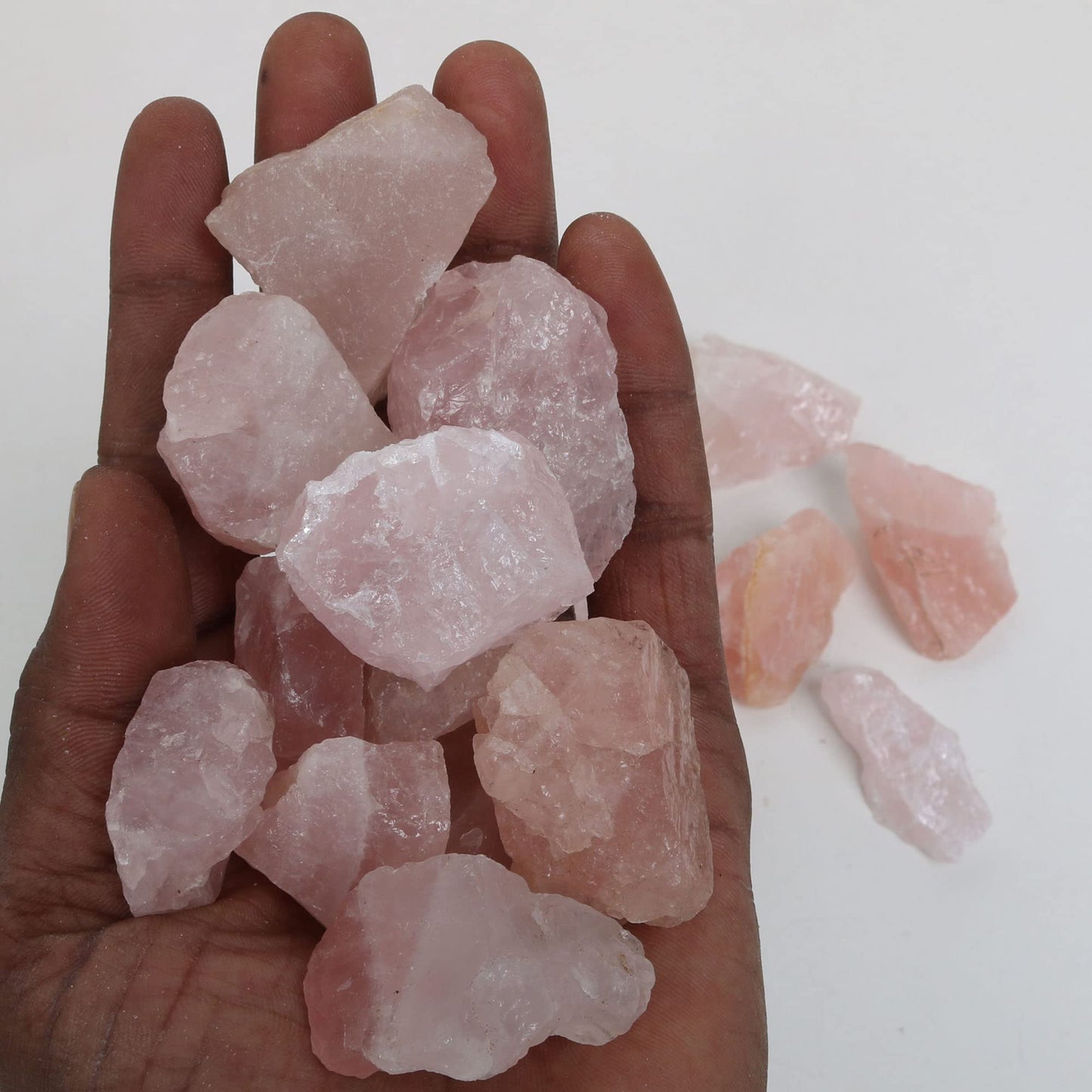 REAL-GEMS Natural Raw Rose Quartz 1lb Lot Healing Crystals Rough Stones for Tumbling, Cabbing, Polishing, Wire Wrapping, Wicca & Reiki Crystal Healing, Mix Gemstones,7 Chakra (Rose Quartz)