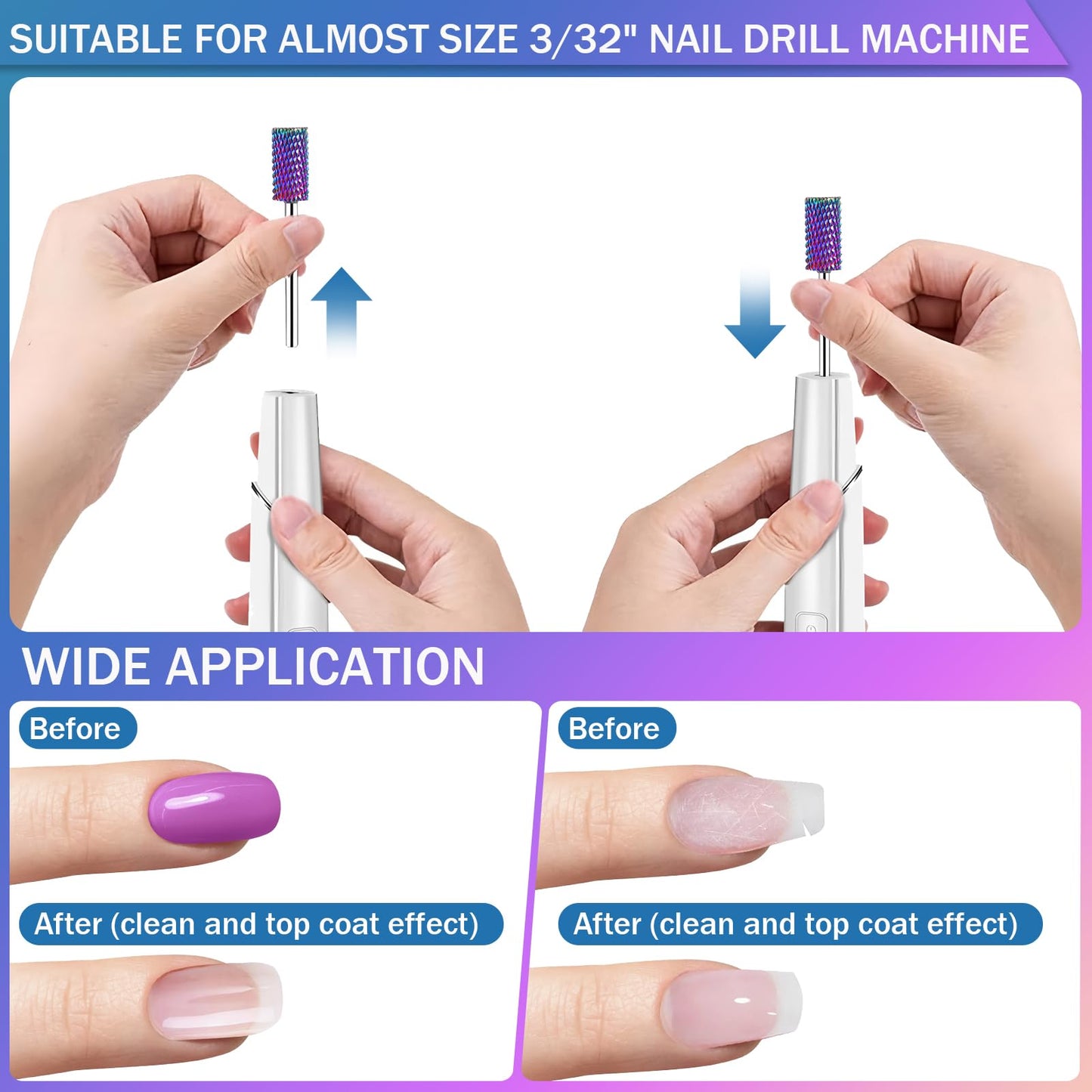 Cellentool 25Pcs Nail Drill Bits Set, 3/32 Inch Tungsten Ceramic Diamond Carbide Nail Drill Bits for Acrylic Gel Polish, Cuticle Efile Remover for Manicure Pedicure