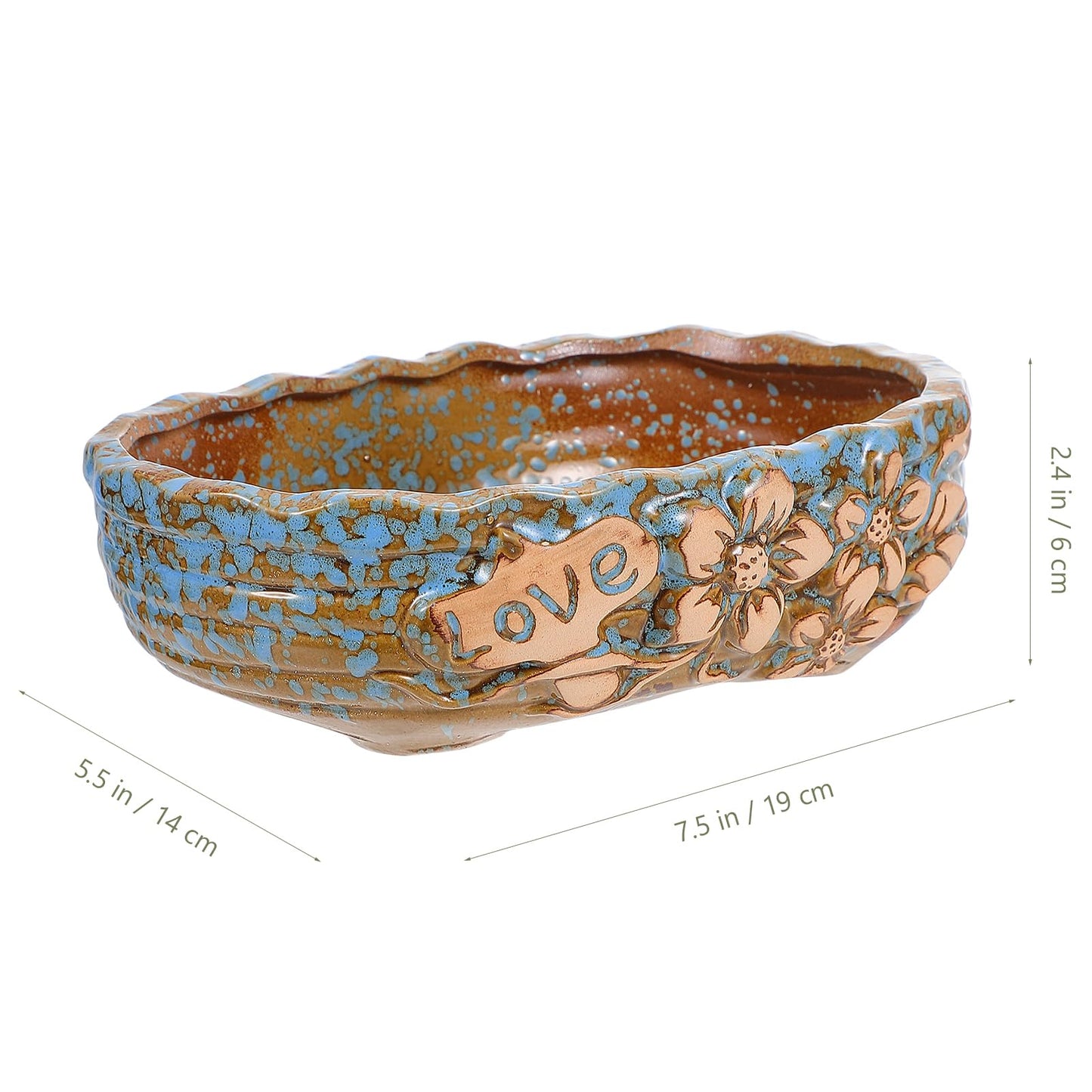 Operitacx 7.48 Inch Ceramic Succulent Pot, Large Succulent Planter for Plant Windowsill Office Desk