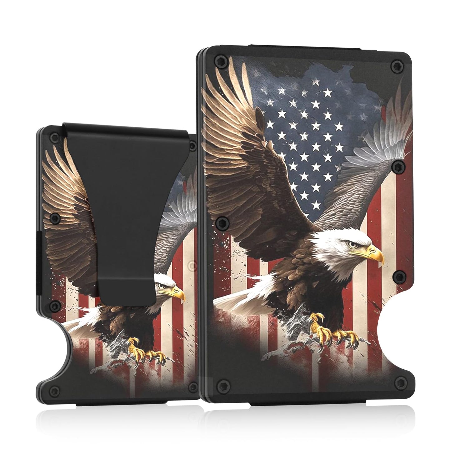 TZYTHT Flag Wallet for Men Minimalist Personalized Engraved Metal Wallet Slim Wallet Gifts for Soldiers Veteran Patriots (Flag 1)