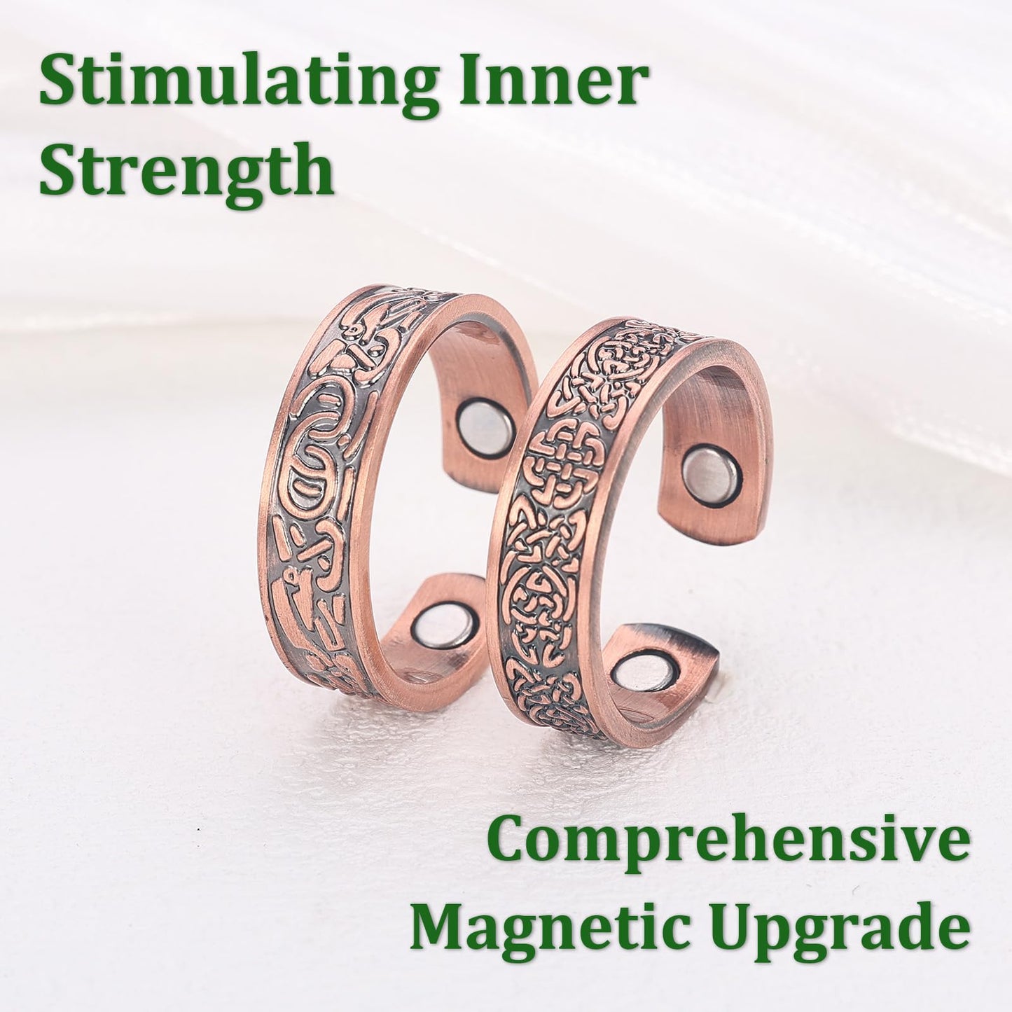 Fashtour 2pcs Copper Magnetic for Men, 99.99% Solid Pure Copper, 3500 Gauss #9, Classic Retro Style, Adjustable Cuff