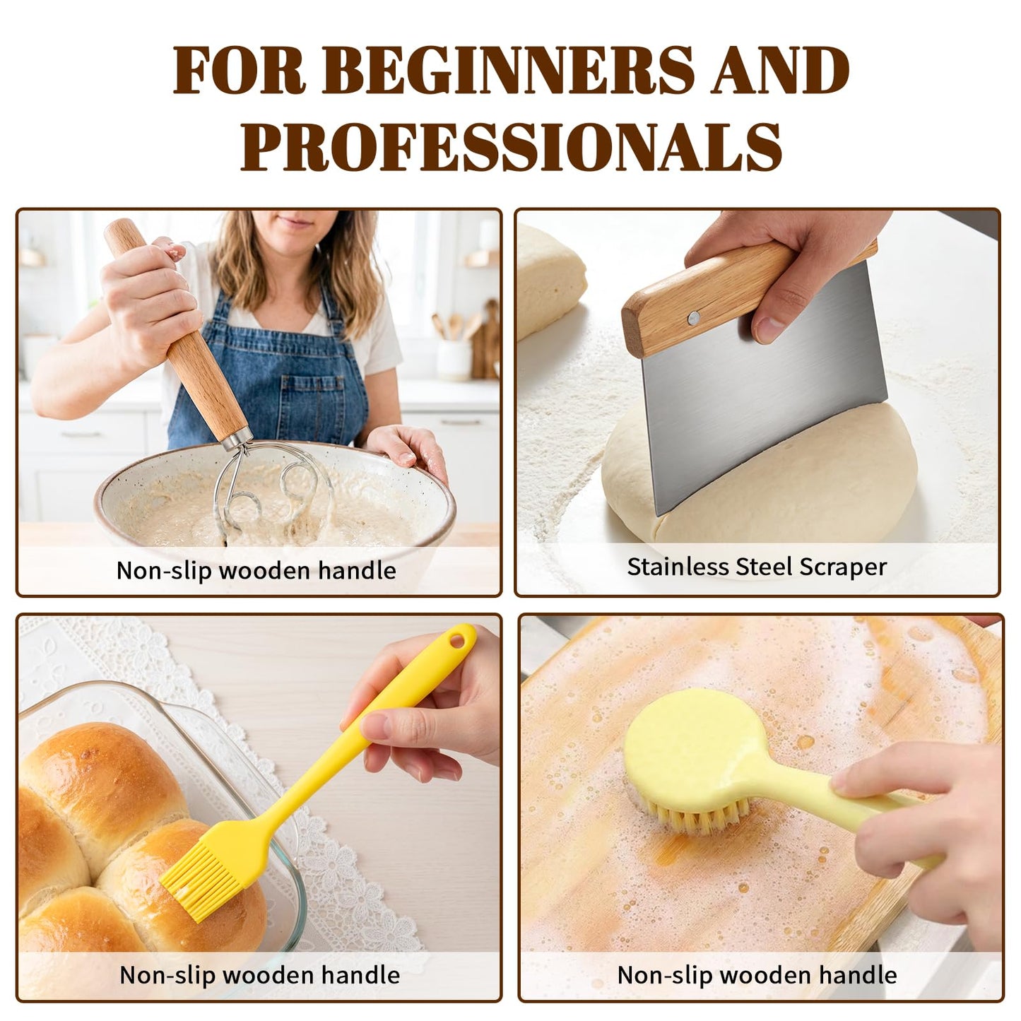 Sourdough Bread Baking Tool Set with Bread Lame & Blades Danish Dough Whisk Bowl Scraper Dough Scraper, Cleaning Brushand Silicone Brush Filter Tennis Ball,Spraying template, Sourdough Starter Kit