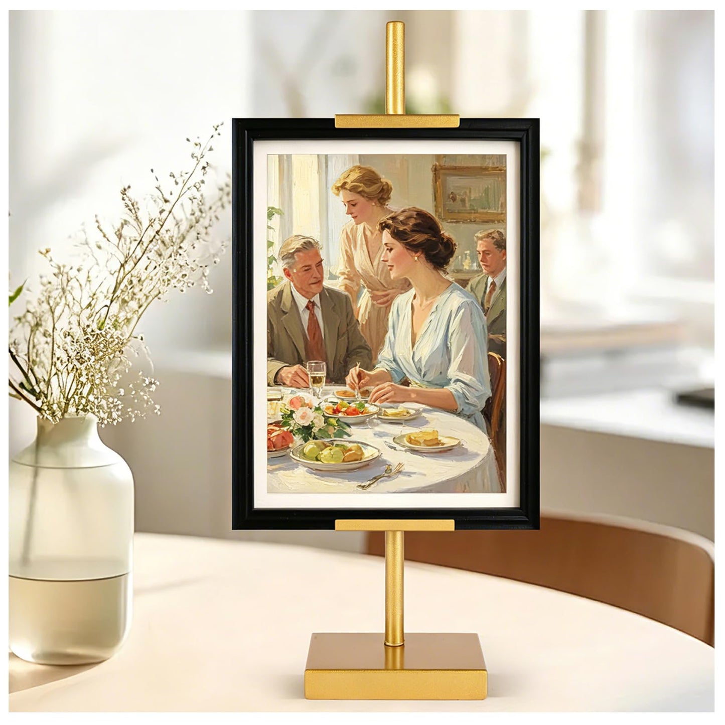 dakewang 1pcs Adjustable Tabletop Easel Stand for Picture Frames, Picture Easels for Display, Gold Easel, Picture Frame Stand, Adjustable Art Easel.(18inch,Gold)