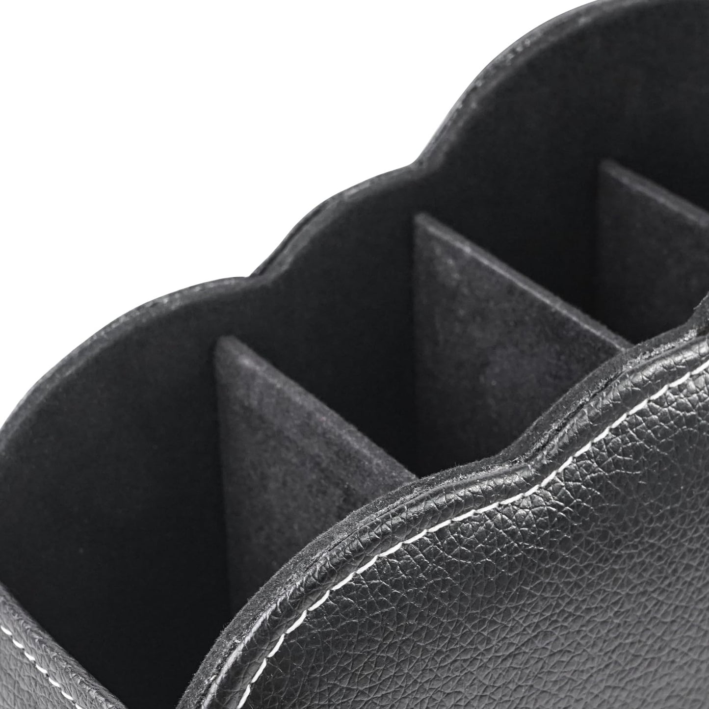 DreamsEden PU Leather Desk Organizer, Remote Control Holder Pen Pencil Cup Box Decorative Tabletop Storage Caddy for Home Office Accessories, 5 Slots