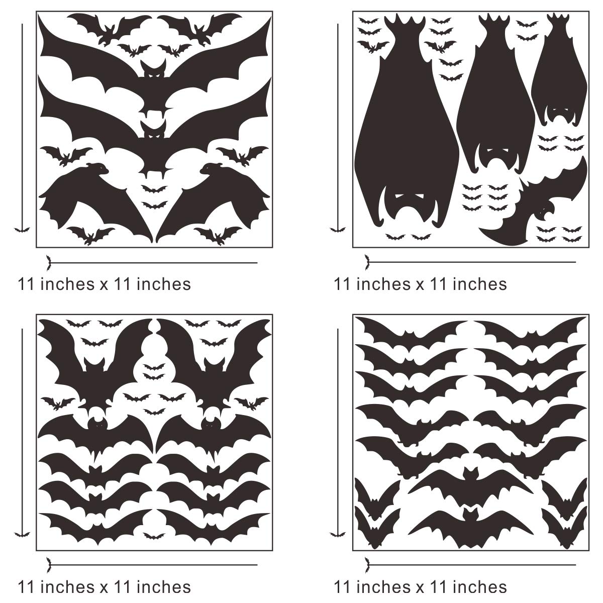 Mozamy Creative Halloween Bats Wall Decals Halloween Décor Black Bats Decals Halloween Decorations