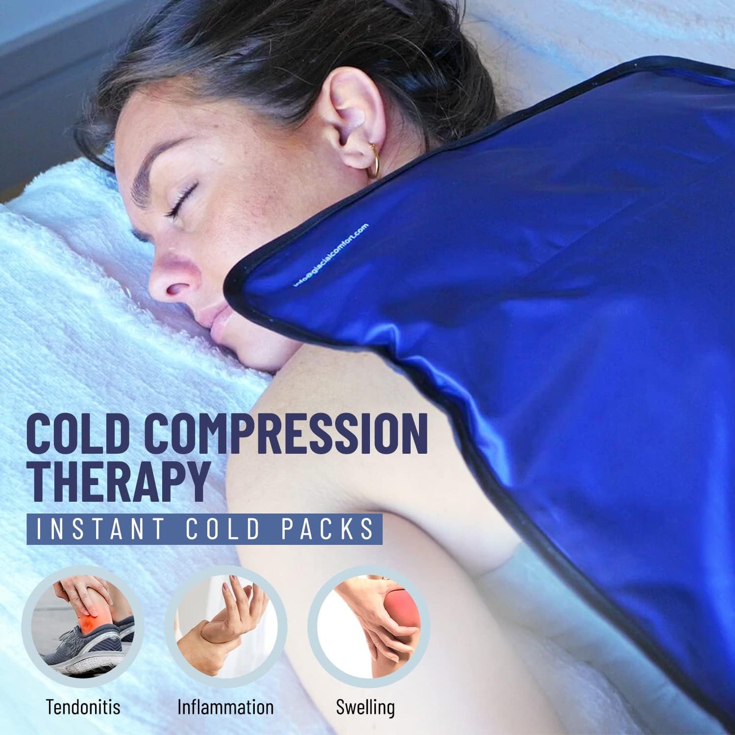 Glacial Comfort Gel Ice Pack for Back Pain - (15" x 11") Reusable Cold Pads for Hip, Knee, Shoulder Injuries, Muscle Strains, Migraine & Postpartum Recovery - Compression Pad.