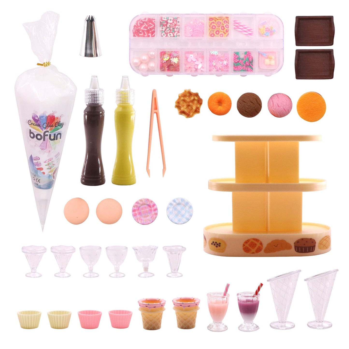 BoFUN DIY No-Bake Miniature Food Craft Kit - 1/12 Scale Dollhouse Kitchen Accessories, Hobby Craft Set for Teens Adults Ages 12+, Creative Art Project (Bake DIY)