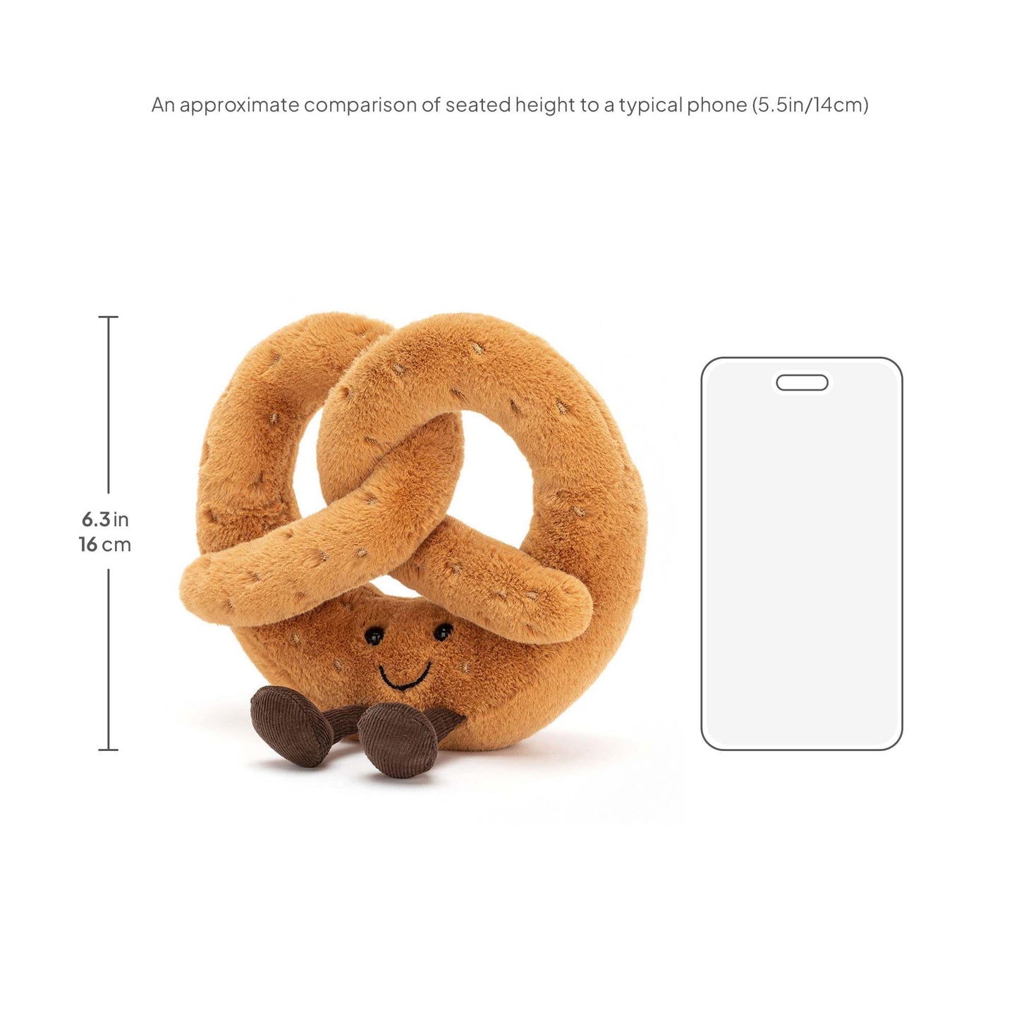 Jellycat Amuseables Pretzel Stuffed Toy, 7 inches - Food Plush - Fun Gift Idea