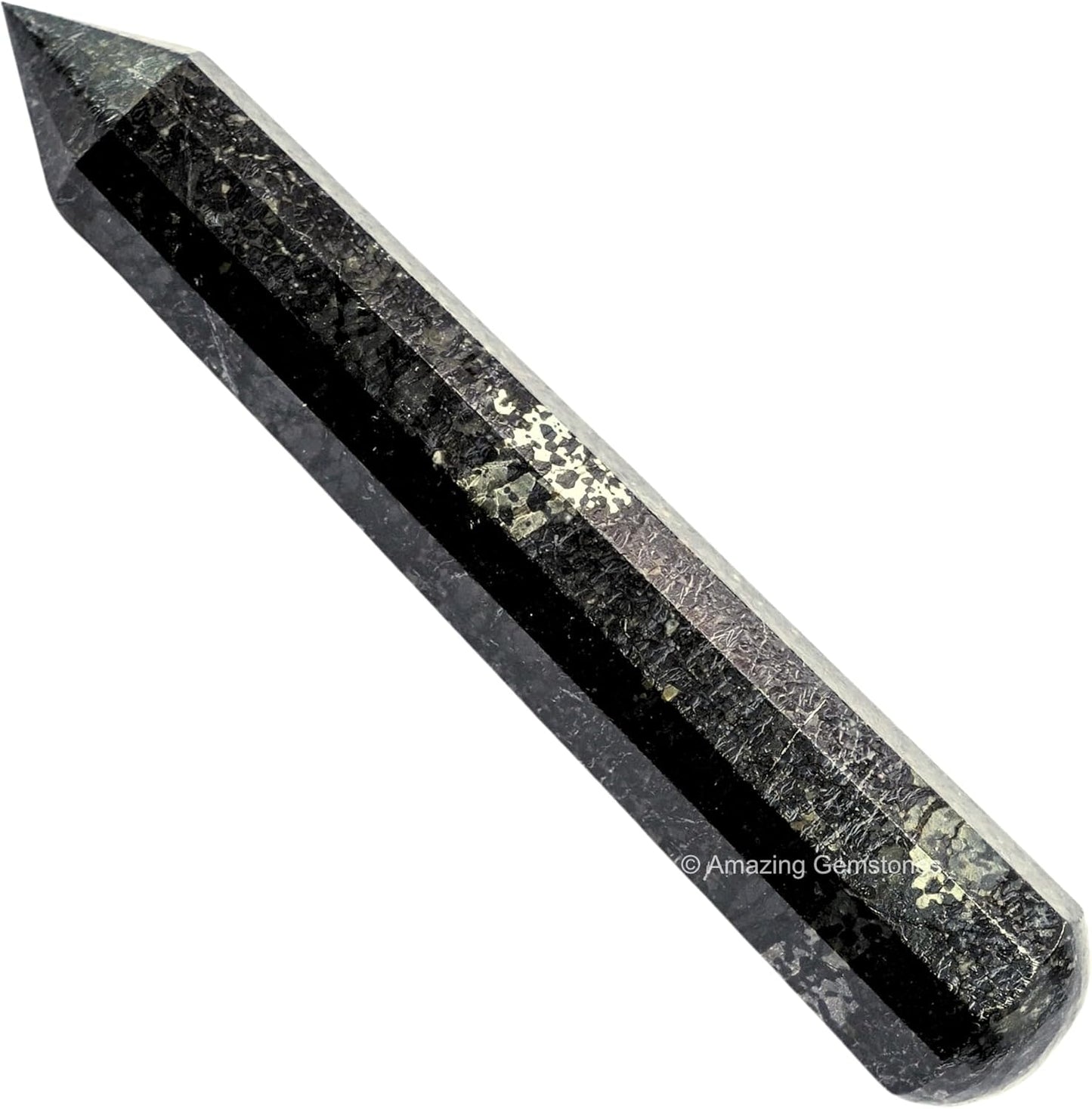 Amazing Gemstone Nuummite Crystal Wand Massage Stick - Pelvic Wand Gua Sha for Adults - Crystals and Healing Stones Massage Wands for Adults Gifts (Pointed)