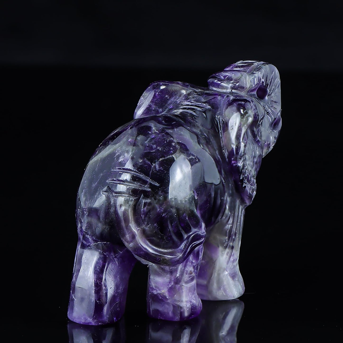 Hxswkk 2.5 Inch Amethyst Crystal Elephant Statue Elephant Figurine Elephant Sculpture Gemstone Hand Carved Healing Craft Home Office Decor Gifts