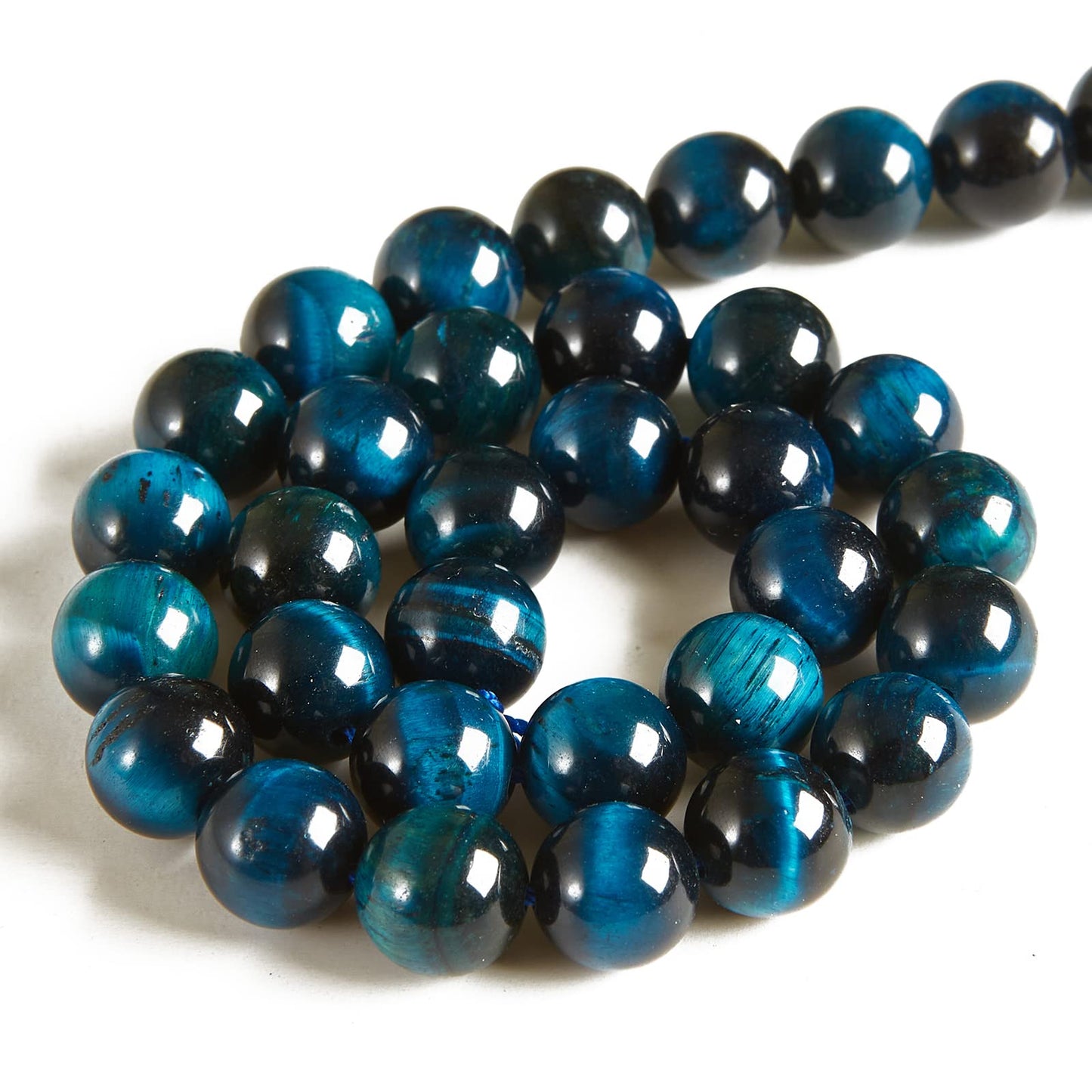 60pcs 6mm Aquamarine Tiger Eye Beads Natural Gemstone Beads Round Loose Beads for Jewelry Making