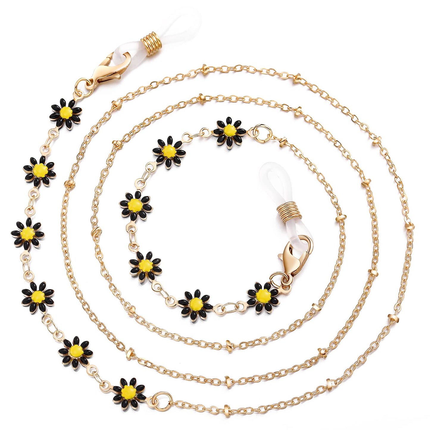 humlbird Eyeglass Chain for Women Stylish Mask Lanyard Flower Mask Chain Eye Glasses Holder Strap Black
