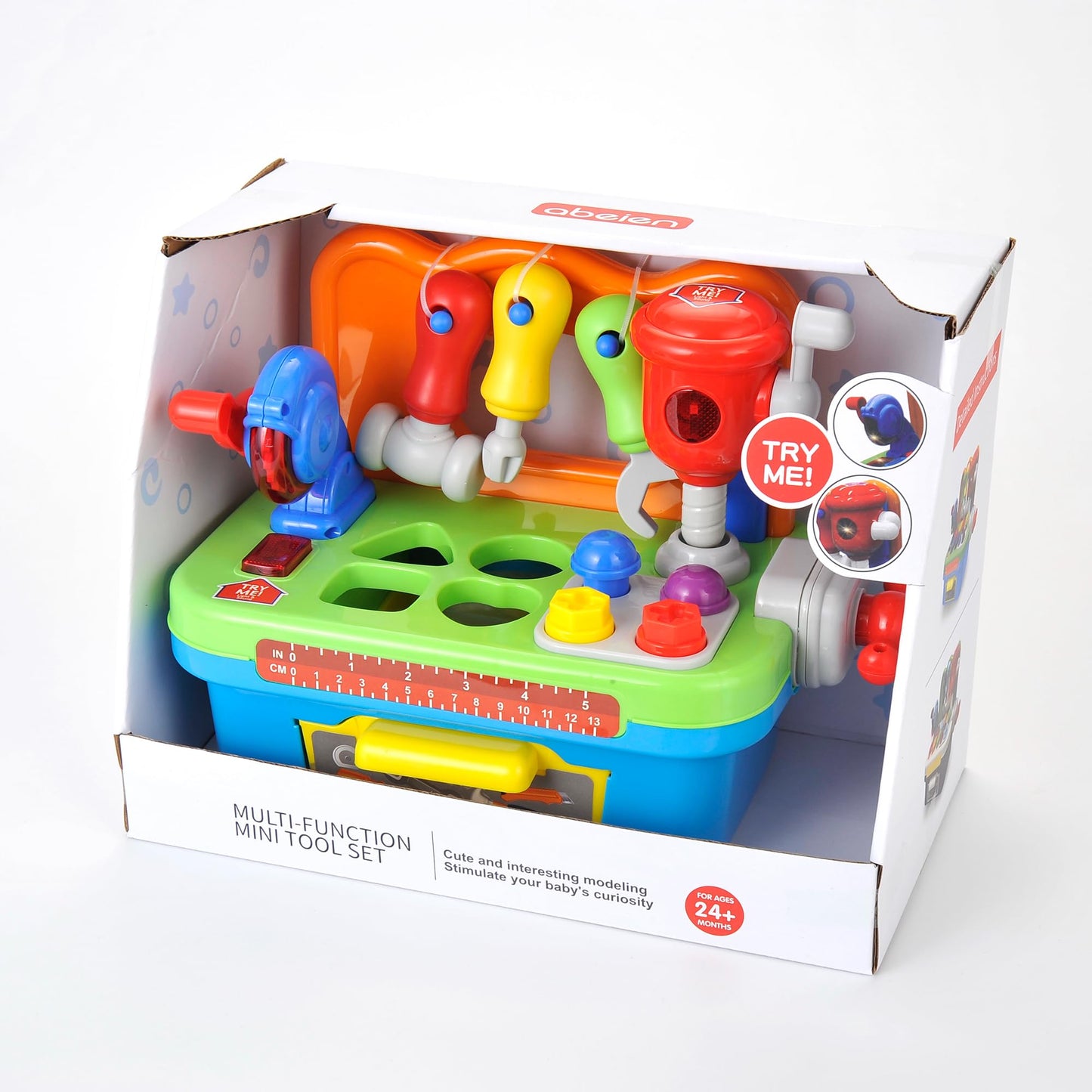 Toddler Tool Bench Toys for 1 Year Old Boy, Kids Tool Bench Toys for Toddlers 1-3, Multifunctional Early Learning Tool Toy Baby Workbench Toy with Light & Sound, Baby Tool Set with Shape Sorter