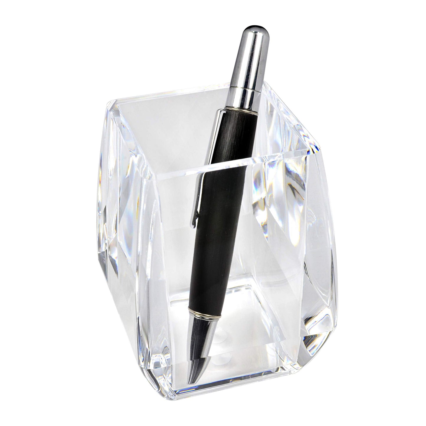 COM. TOP - Acrylic Pen Holder, Clear Desk Pen Cup, Office Supplies, Stationery Organizer, Makeup Brush Holder, 2 pack