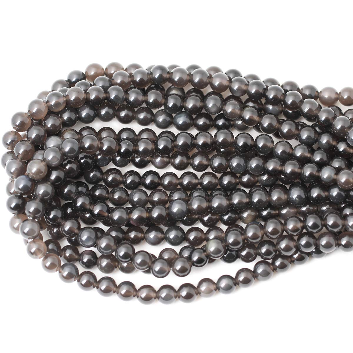 CHEAVIAN 45PCS 8mm Natural Ice Obsidian Gemstone Round Loose Beads Crystal Energy Stone Healing Power for DIY Jewelry Making 1 Strand 15"