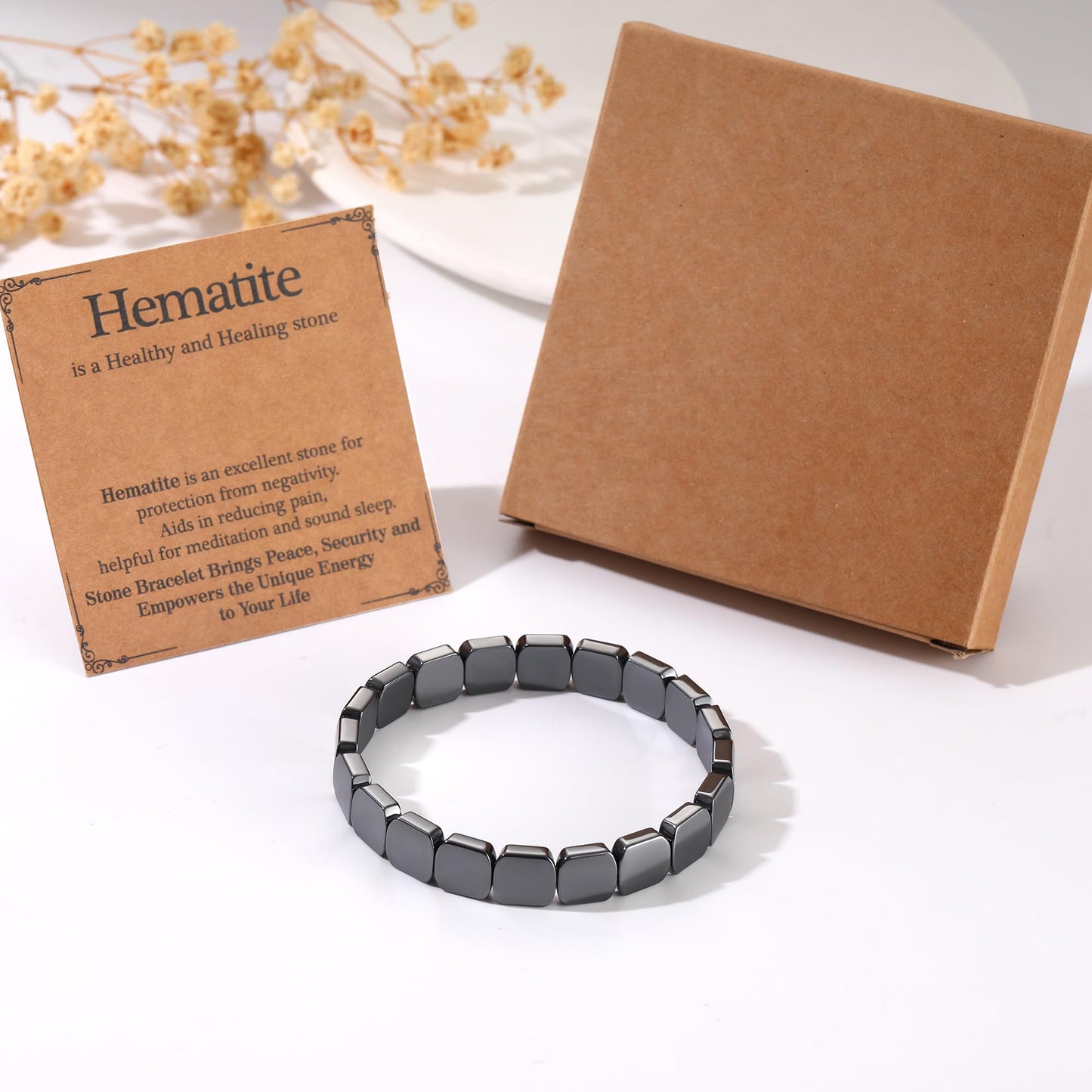DONYUDE Unique Fathers Day Bracelet Gifts Hematite Bracelet for Men Heavy Arrowhead Hematite Bracelets for Dad Grandpa Reignites Masculine Energy Birthday Gift for Men Crystal Jewelry