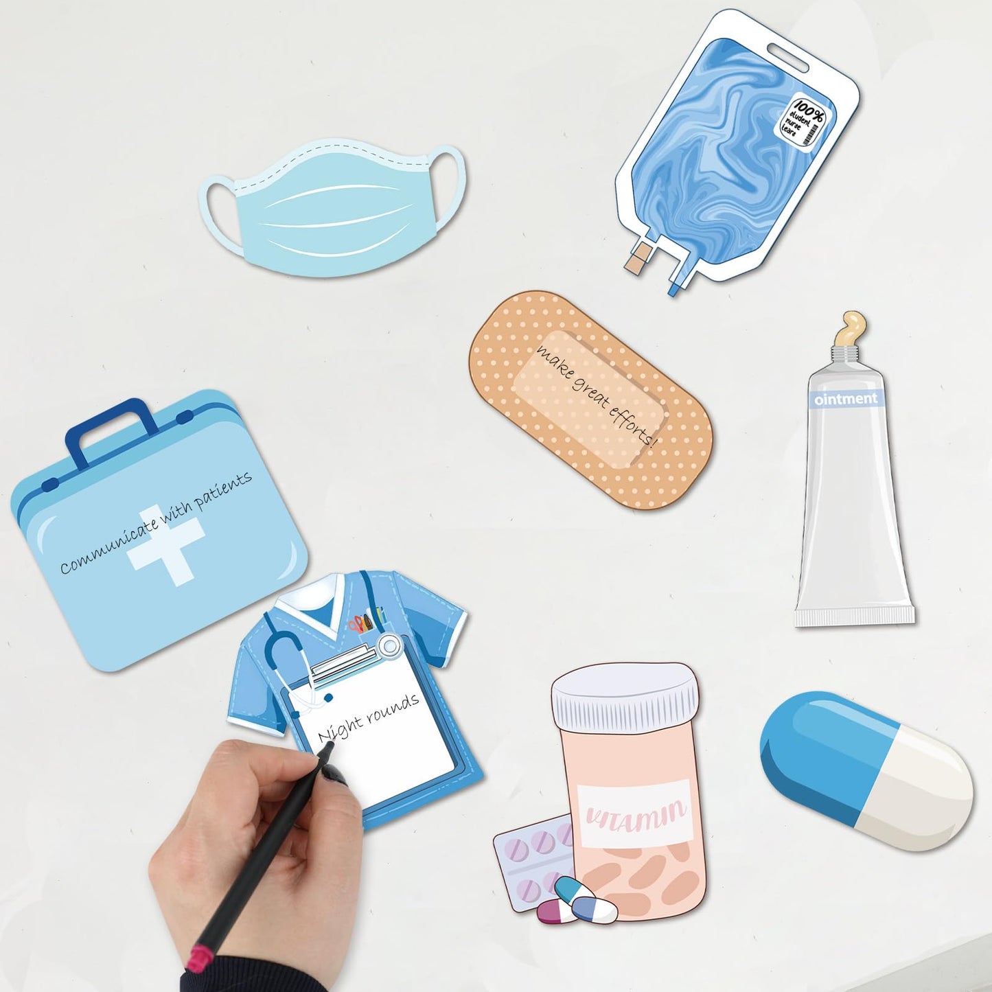 8Pcs Mini Funny Nurse Sticky Notes, Nursing Essentials Nurse Stationary Sticky Notes, Medical Themed Self Stick Note Pads for Hospital School Nurse Supplies (240 Sheets)