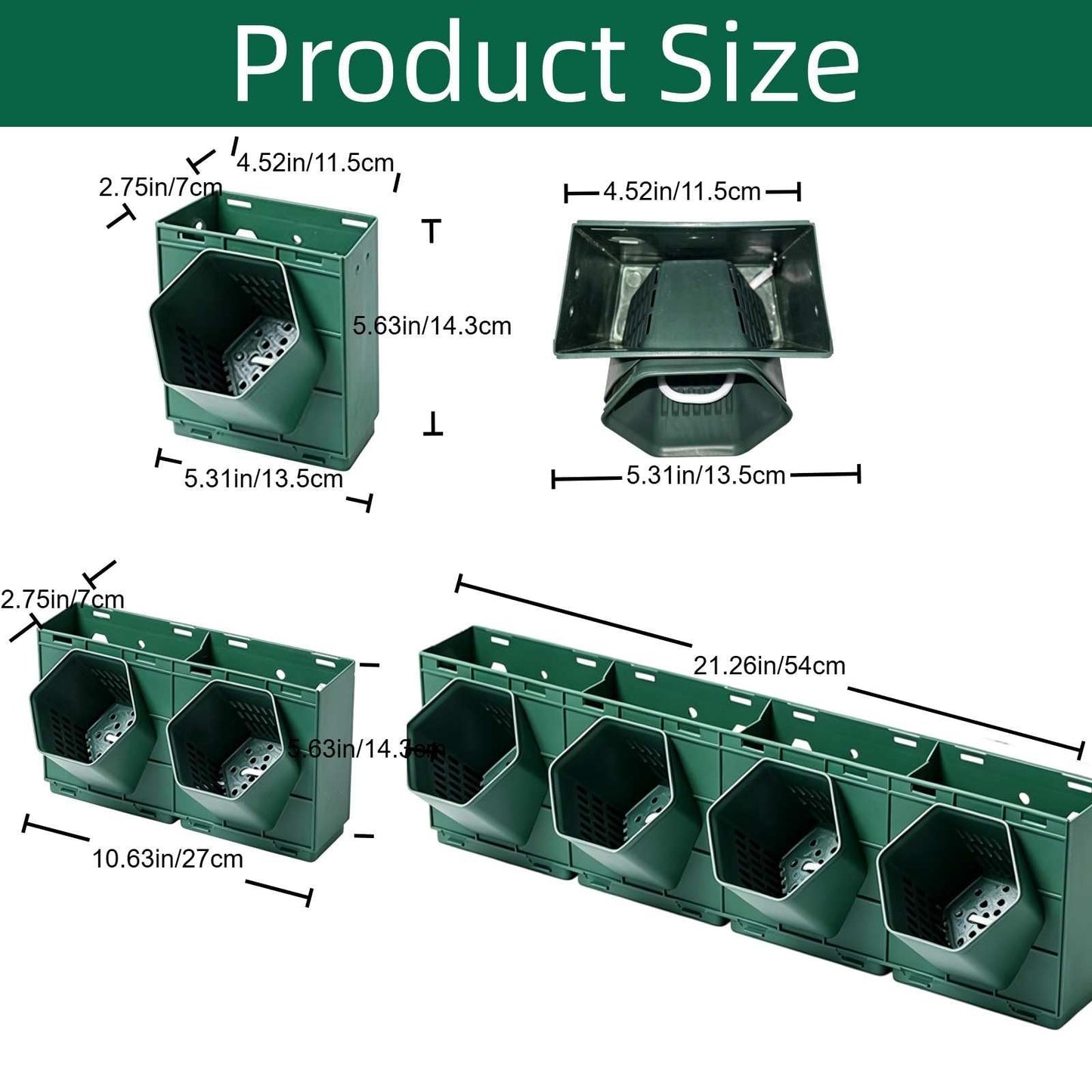 STILLM Vertical Greening Flower Container Capacity Drainage Hole Stacking Wall Hanging Plant Flower Container for Balco (Green-2Pcs)