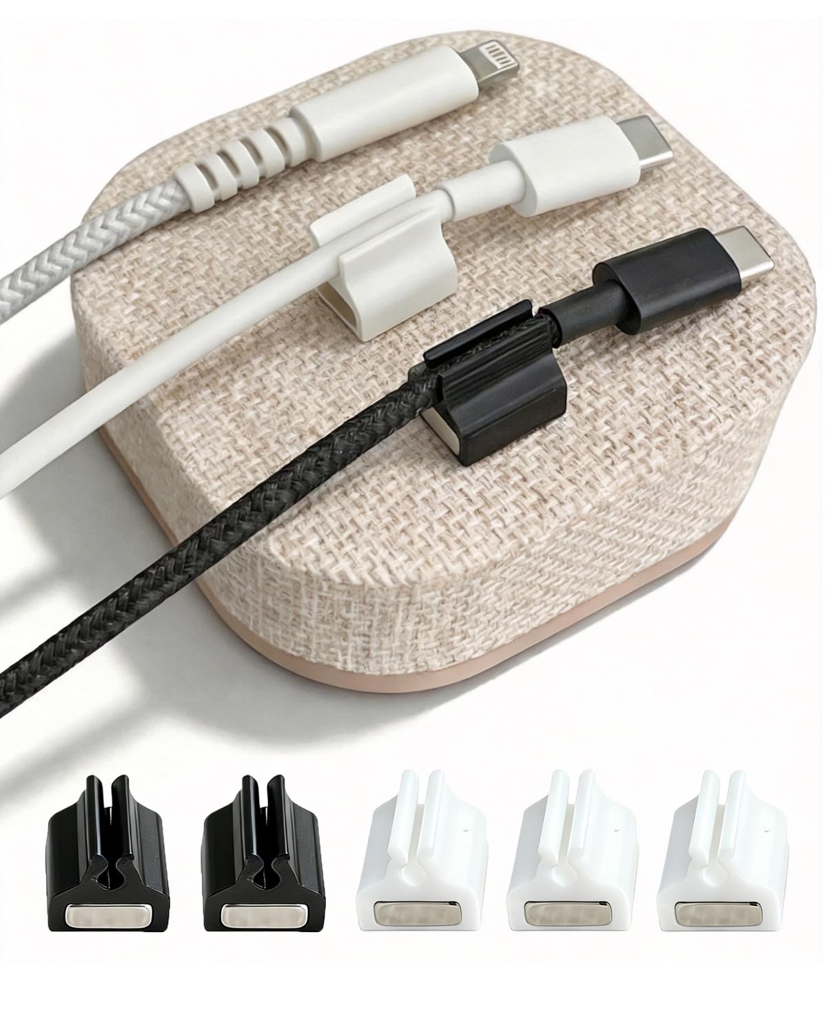 Brolena Magnetic Cord Holder, Cable Organizer with 5 Magnetic Clips for Desk & Nightstand Cable Management, Practical Charging Accessory for Home, Office & Gift Giving