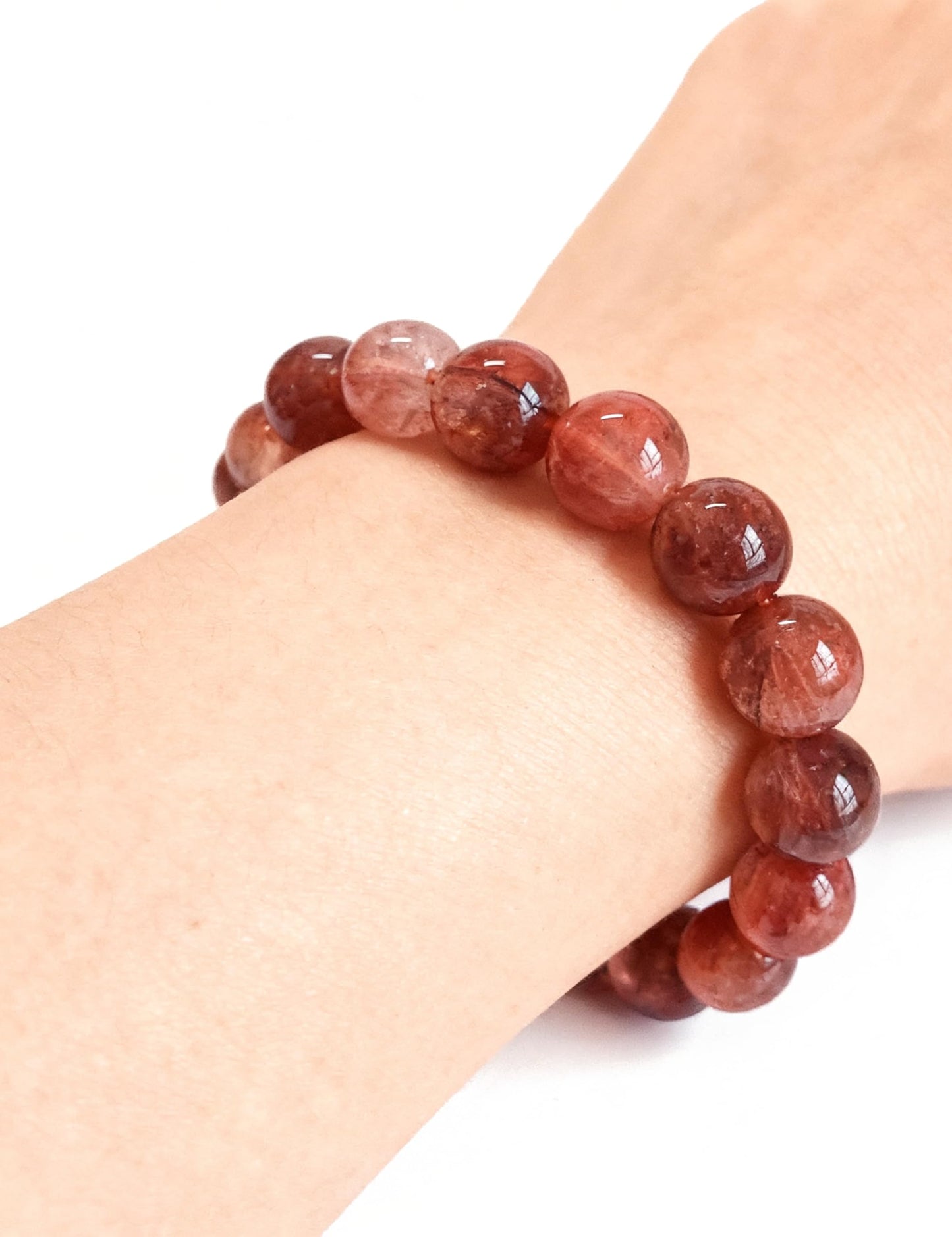 Silan's Natural Red Aventurine Bracelet with Lucky Card, red Crystal Stretch Gift for Women, Elastic Adjustable Gemstone Jewelry with Sparkles (Red, 9-10mm)