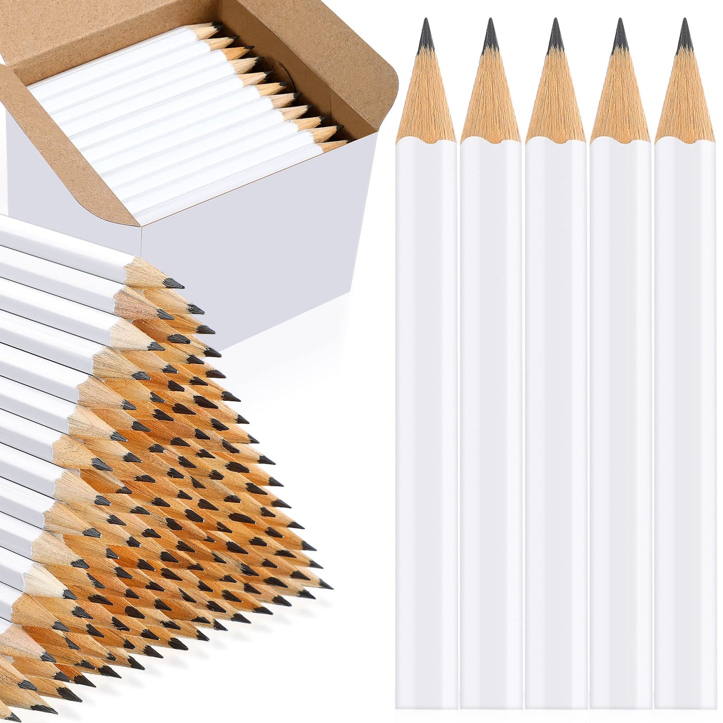 Crtiin 1152 Pcs Golf Pencils Bulk No. 2 HB Short Pre Sharpened Pencils for Classroom Office Supplies, 4 Inch(White)