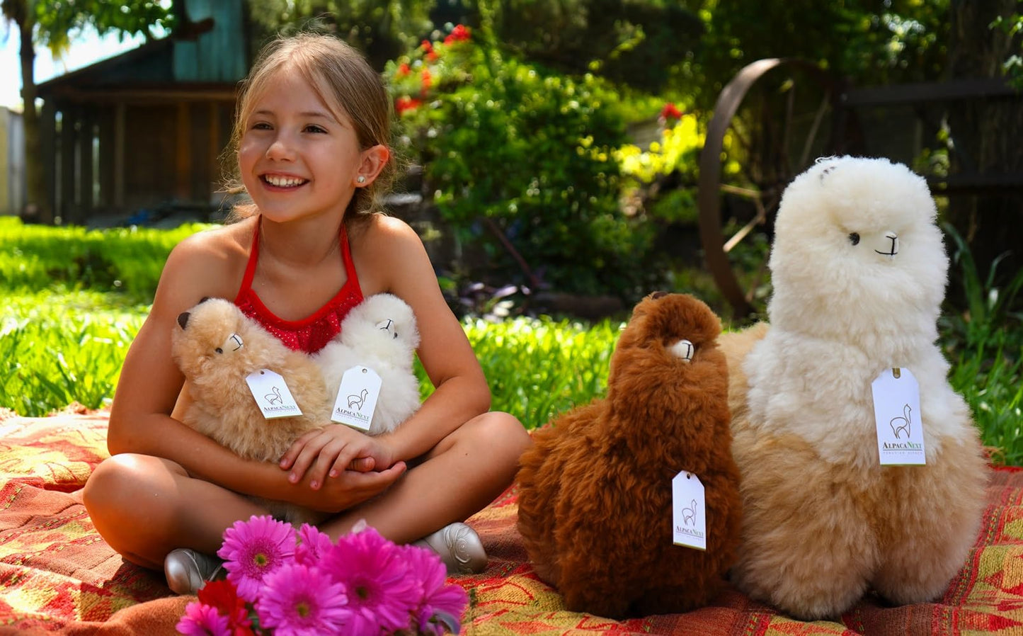 AlpacaNext Alpaca Stuffed Animal – 9 inch. Cute, Soft and Cuddly Alpaca Plush Toy Handcrafted on Real Alpaka Natural Fur (9 inches, Beige)