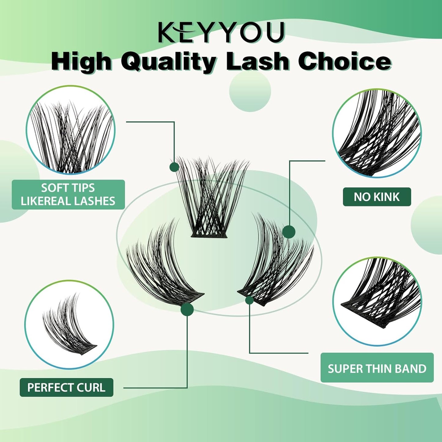 Lash Clusters 96pcs Individual Lashes C Curl 8-18MIX Eyelash Clusters KEYYOU Volume Wispy Lash Extension Soft&Comfortable Easy DIY at Home(Y01,C-8-18MIX)