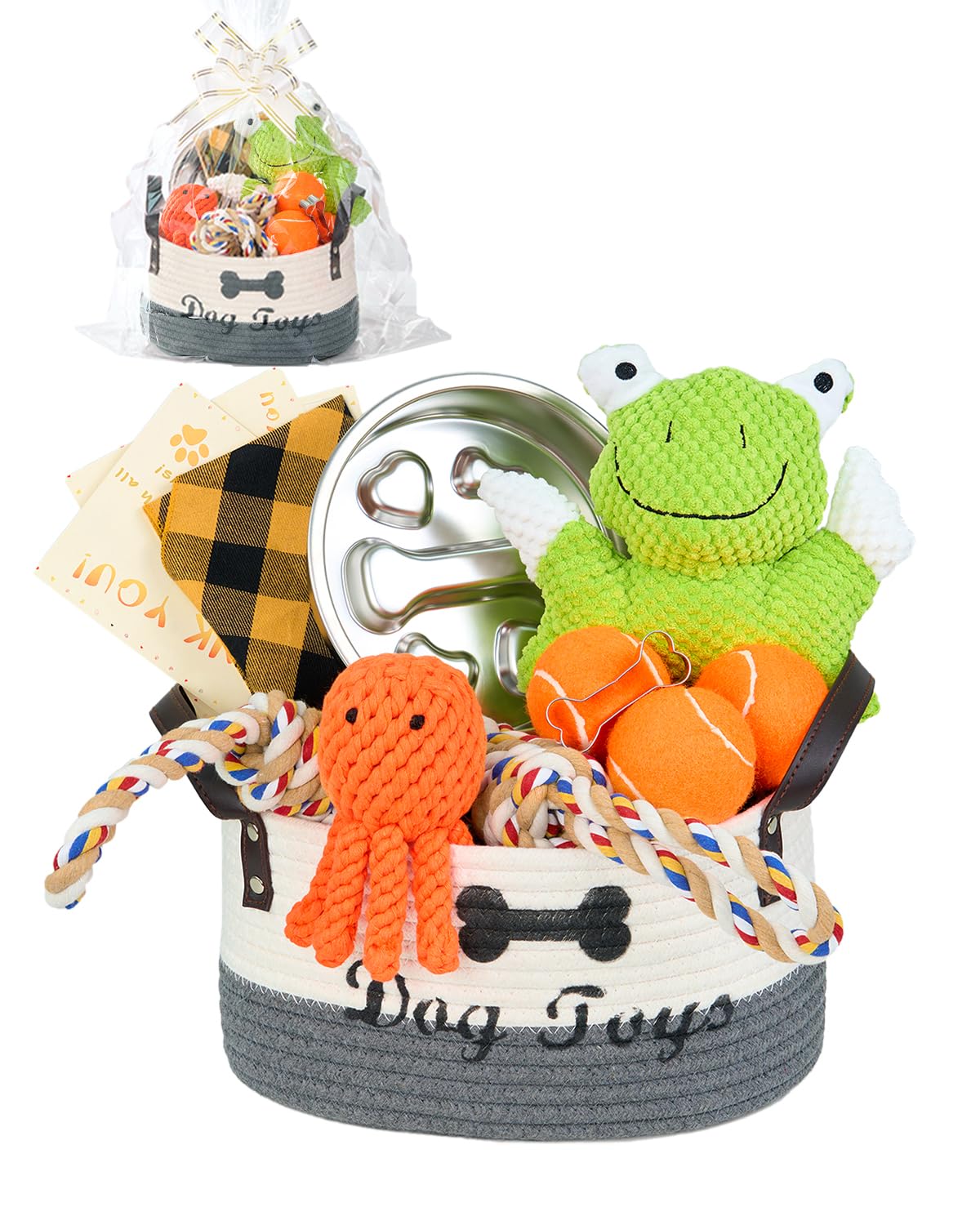 14Pcs New Puppy Gift Basket, Complete Premium Welcome Puppy Starter Kit and Dog Gift Basket with Dog Toys Bundle, Pet Essentials for New Owners, Perfect Dog Birthday Set for Small to Medium Breeds