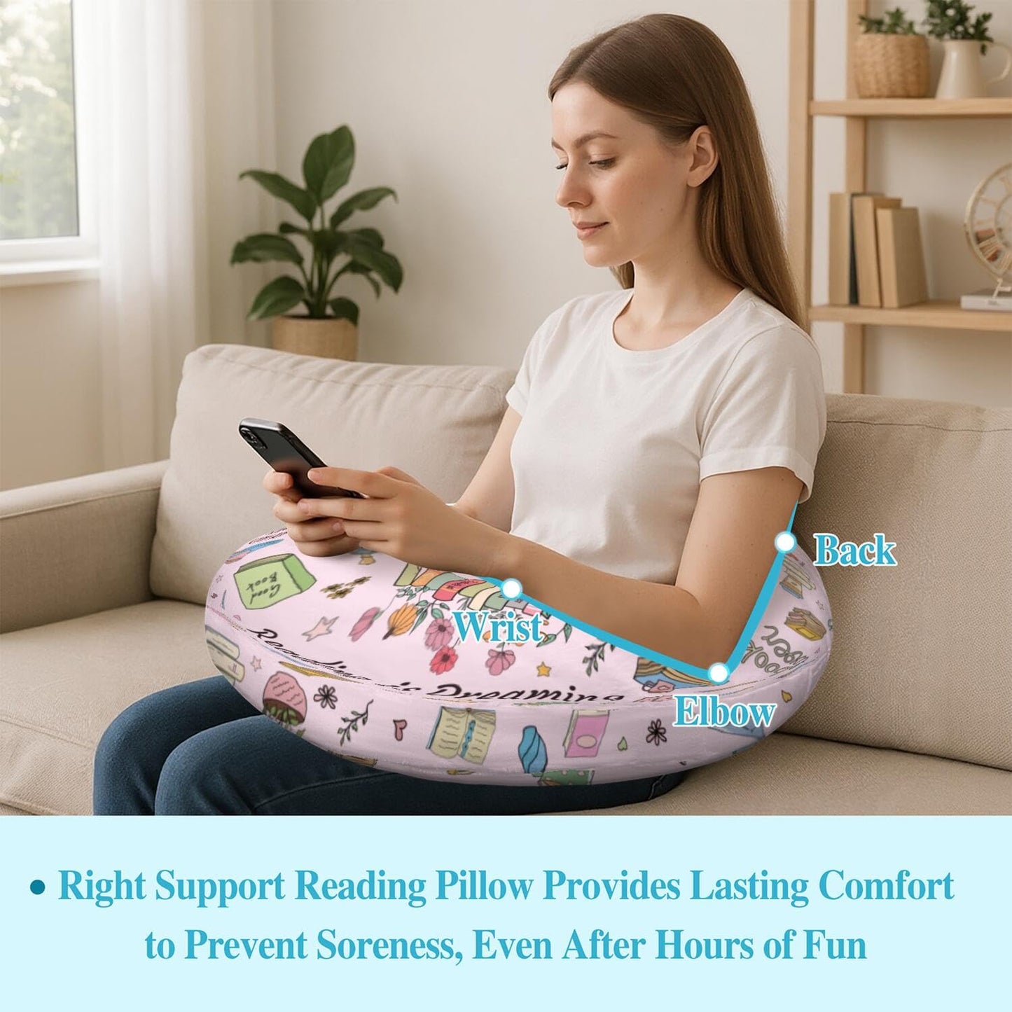 Queen Hero Lap Pillow for Reading & Gaming Lap Desk Pillows for Crocheting & Crafting with Elbow & Arm Support Cushion for Ergonomic Use on Bed and Couch