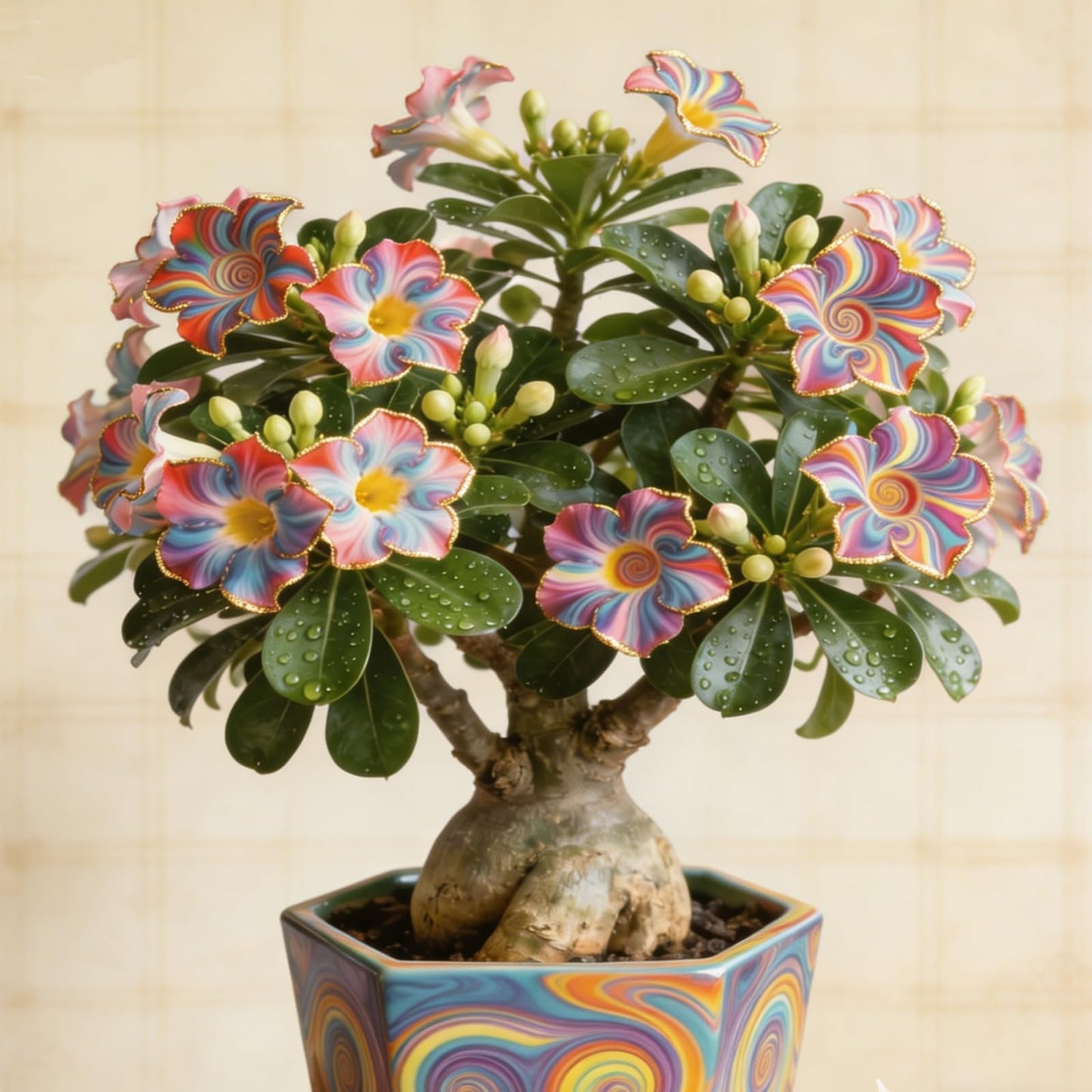 Rare Desert Rose Plant Live Succulent | Low Maintenance Flowering Plant for Indoor & Outdoor Home Garden Decor (1)