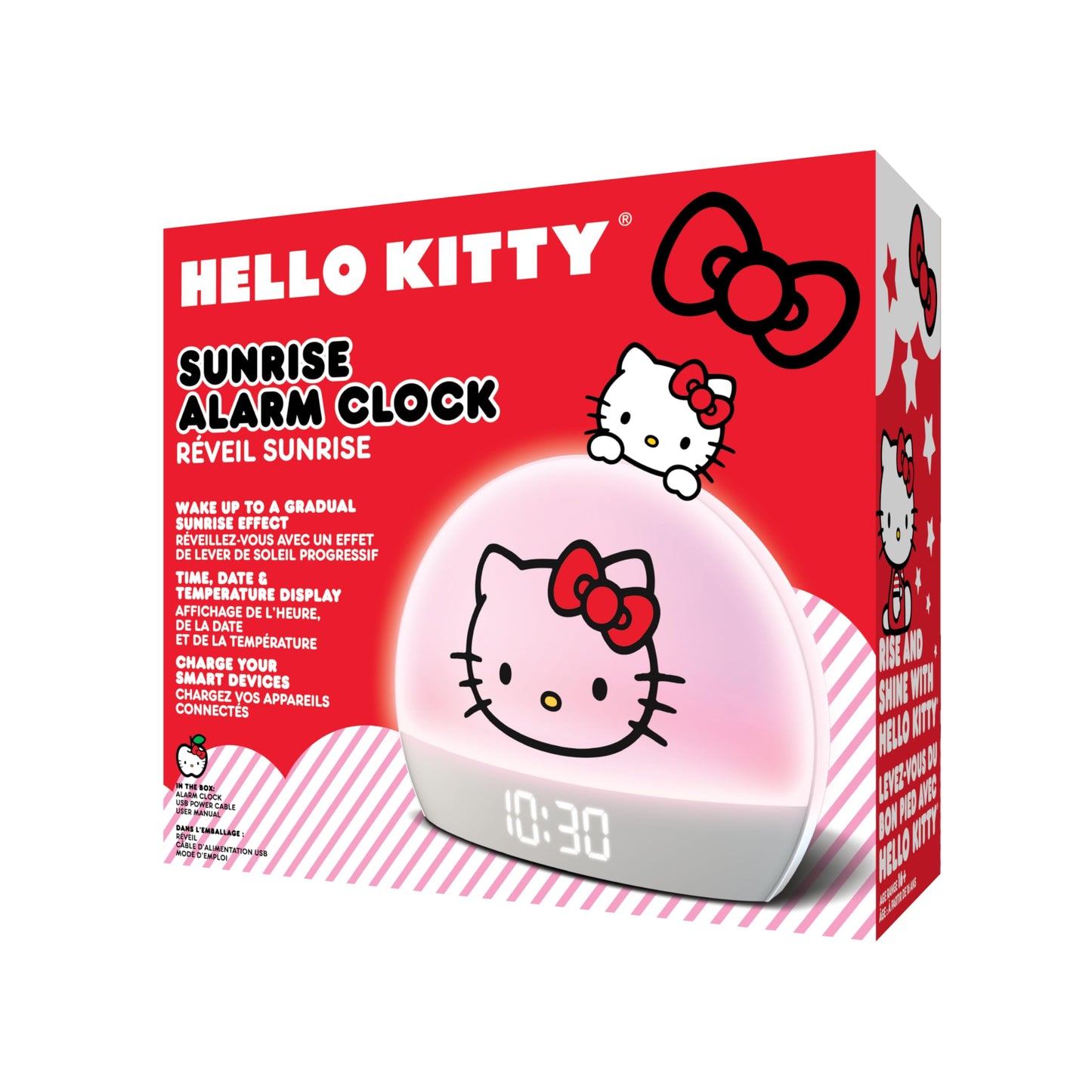 Hello Kitty Sunrise Alarm Clock - Multicolor Lights, USB Charging, LED Display, and Snooze Function