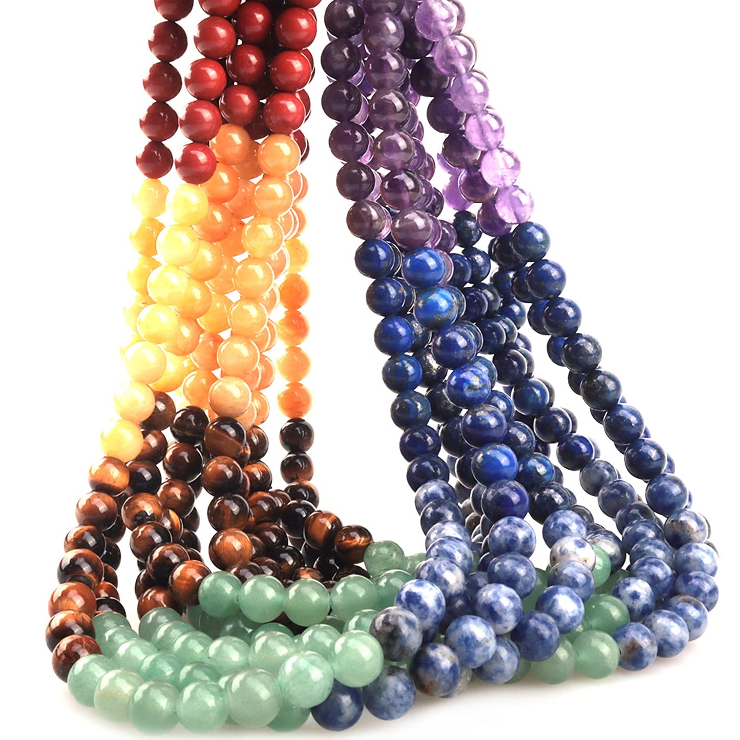 ICAI Beads 10mm Natural Colorful Stone Round Loose Stone Beads for Jewelry Making DIY Crafts Design 1 Strand 15" APPR.42pcs.
