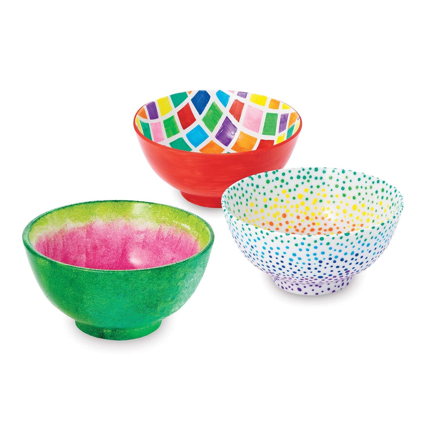 MindWare Paint Your Own Porcelain Bowls for Kids - DIY Craft Kit Makes 3 Bowls, Includes Paint and Brush