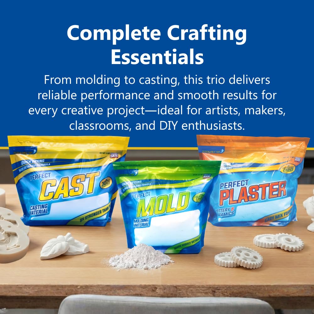 Perfect Plaster for Pottery & Ceramic Slip Casting Molds, Non-Toxic Water-Based Powder Material for DIY Mold Making, Clay Reclaim Slabs, Sculptures & Crafts, Fast-Curing, USA Made, 1 lb Bag