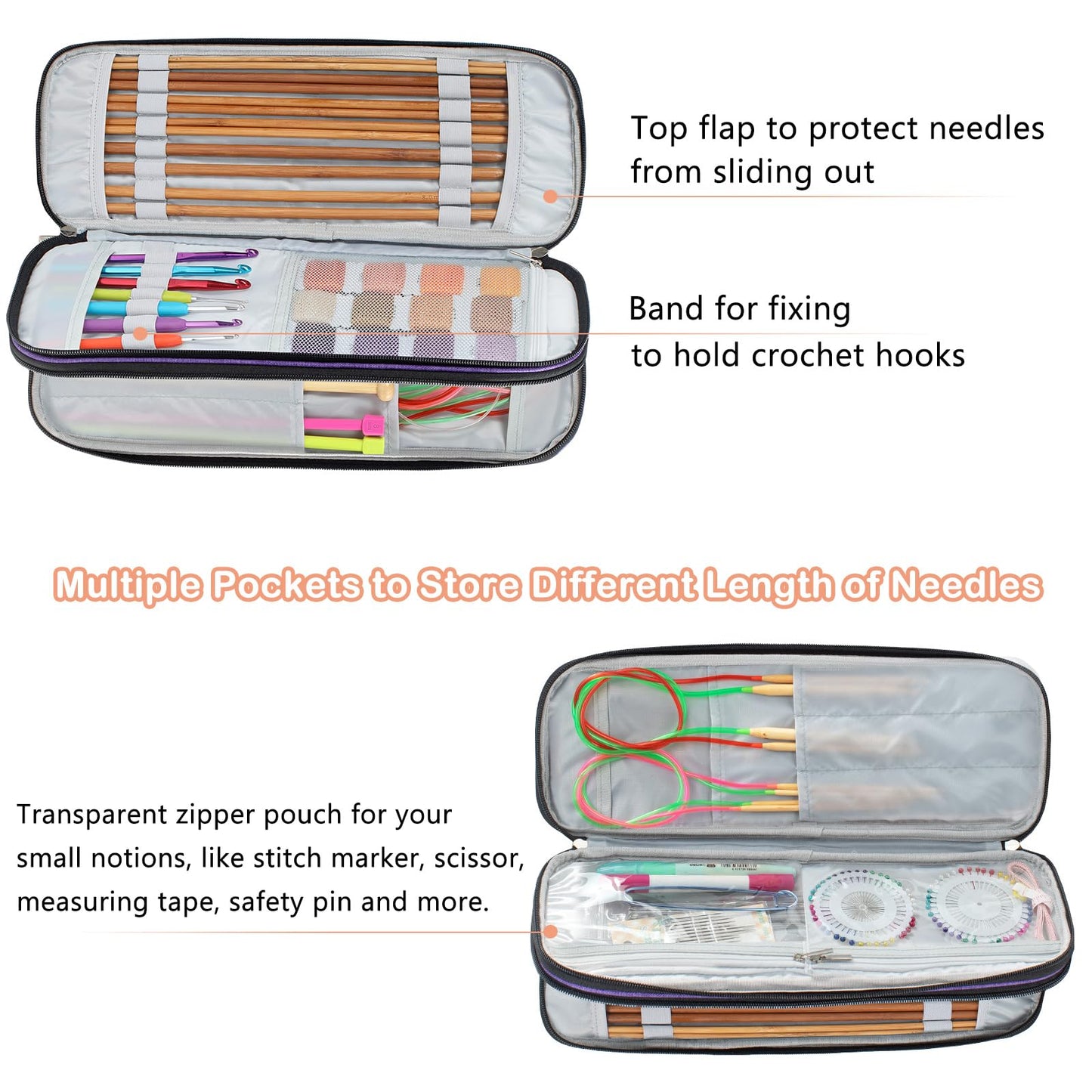 MYBAGZING Knitting Needles Case (up to 14 Inches), Knitting & Crochet Accessory Organizer