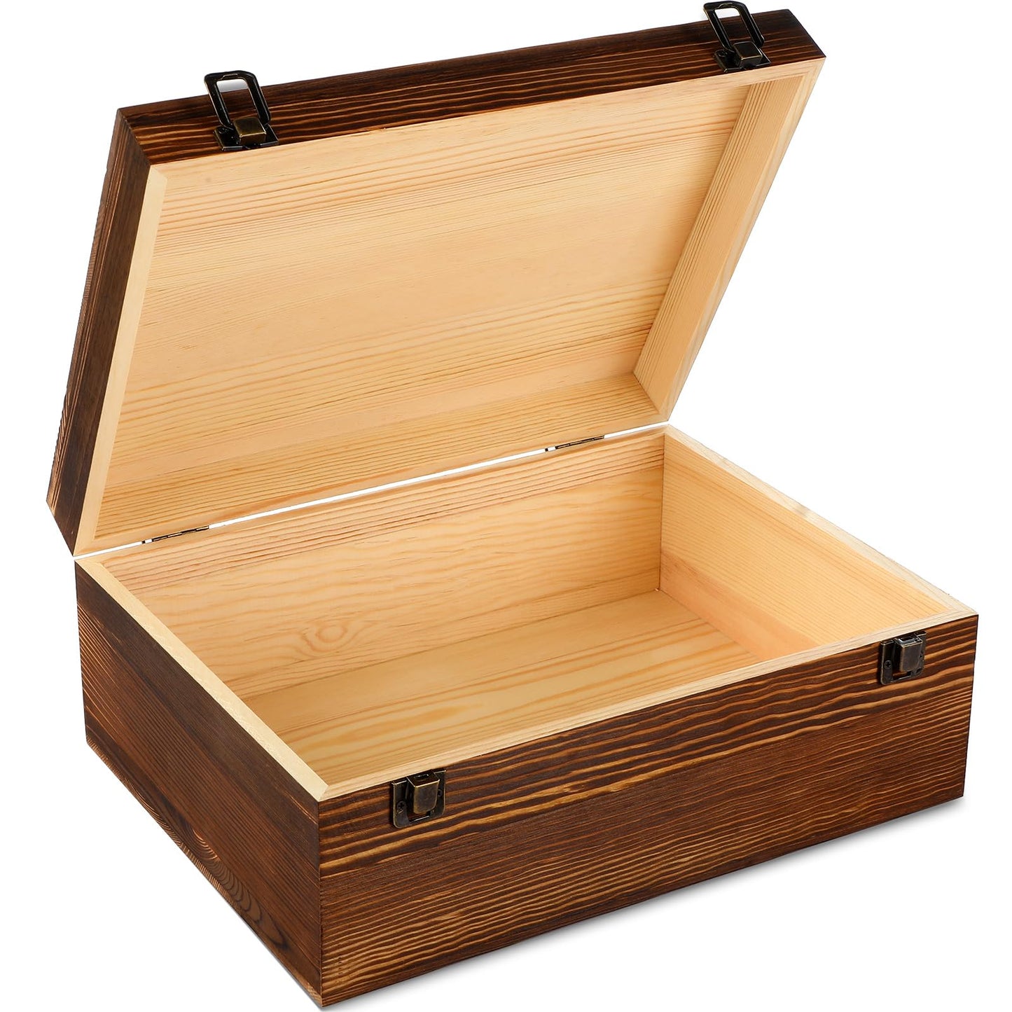 Barydat Extra Large Wooden Memory Box with Hinged Lid for Keepsakes Unfinished Pine DIY Craft Stash Wooden Box for Arts Gift and Storage Decorative