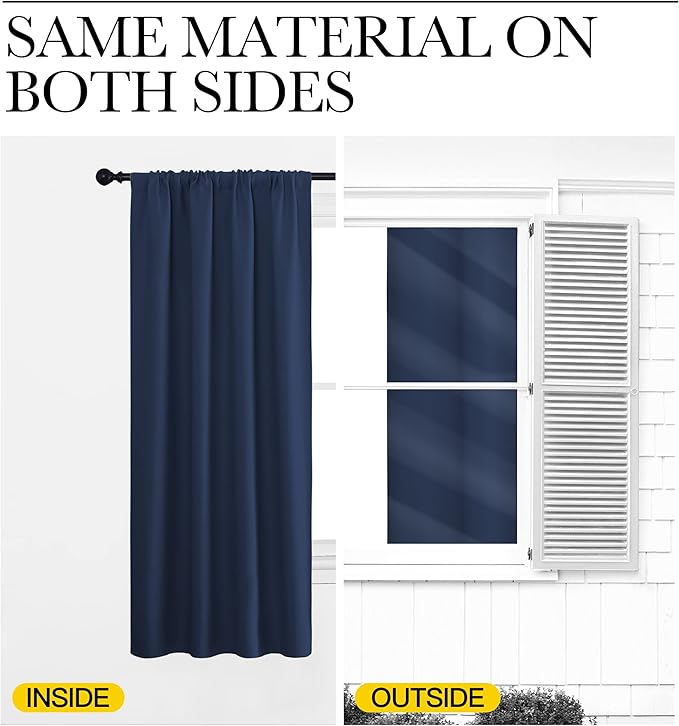 NICETOWN RV Blackout Curtains for Camper Windows, Kitchen Curtains, Short Blackout Curtains & Drapes, Thermal Insulated Rod Pocket Window Treatment Draperies for Nursery (Navy, 29" x 20", Set of 2)