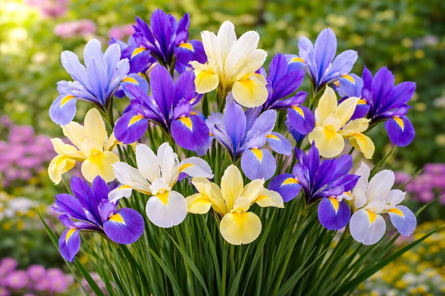Dutch Iris Bulb Collection – Premium Mixed Blooms in Blue, White & Yellow | Late Spring Hardy Perennial Flowers for Beds, Borders & Containers – Attracts Pollinators – Zones 3–8 - (45 Bulbs)