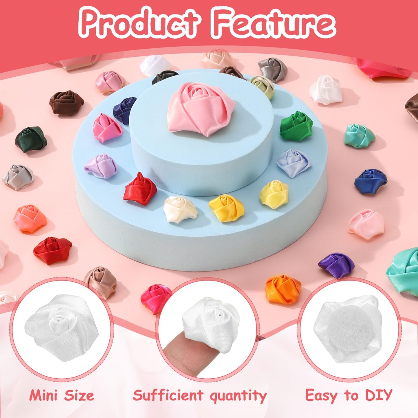 uxcell 20pcs 2Size Satin Ribbon Roses 2.5cm/5cm Ribbon Flower Rose Artificial Fabric Flowers for DIY Crafting Accessories Sewing Wrapping Wedding Gift Decoration (White)