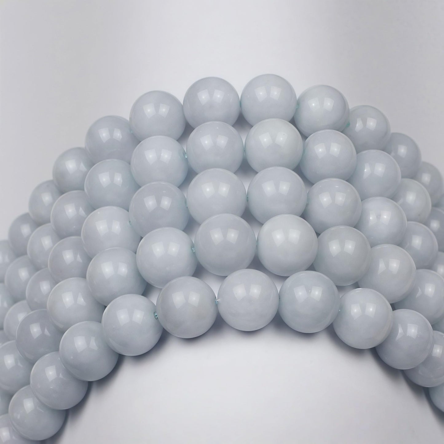 MJDCB Natural Round Aquamarine Gemstone Spacer Loose Beads Spacer Beads for DIY Jewelry Making Strand 15"