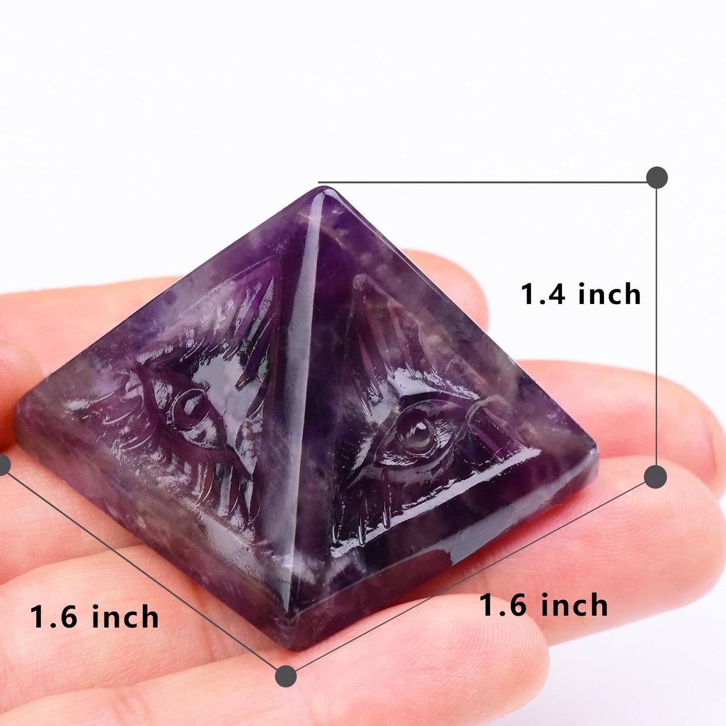 QLRSUXN Amethyst Healing Crystal Pyramid,Natural Stone Purple Pyramid for Meditation, Reiki Energy, Chakra Balancing,Energy Enhancement Great Gift for Home Decor, Office Desk, and Spiritual Practices