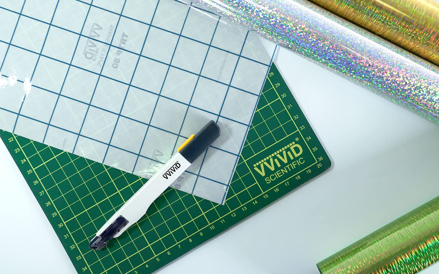 VViViD Vinyl Transfer Tape Roll Clear with Blue Alignment Grid Application Tape for Signs Crafts Decals Medium Tack (12in x 50ft)