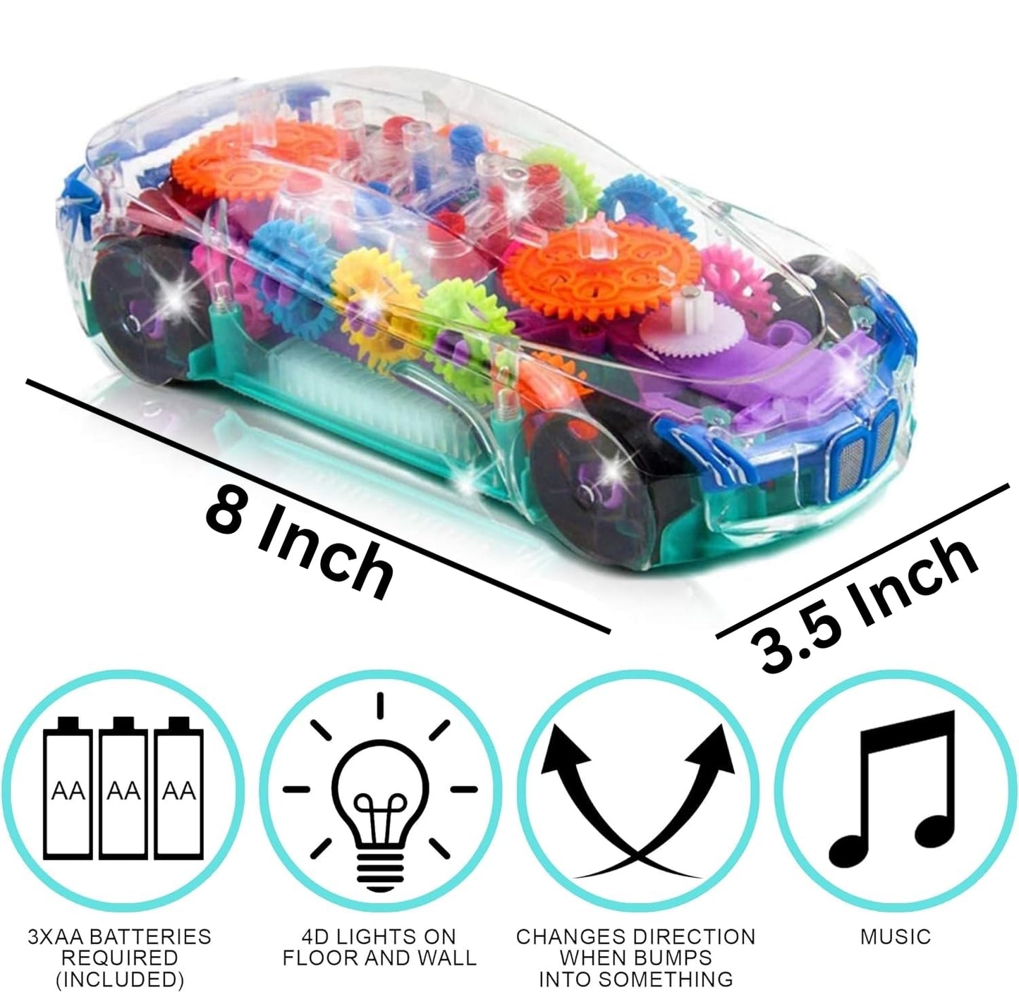 ArtCreativity Light Up Transparent Sensory Car Toy + 3 in 1 Robot Pop It Fidget Combo Pack