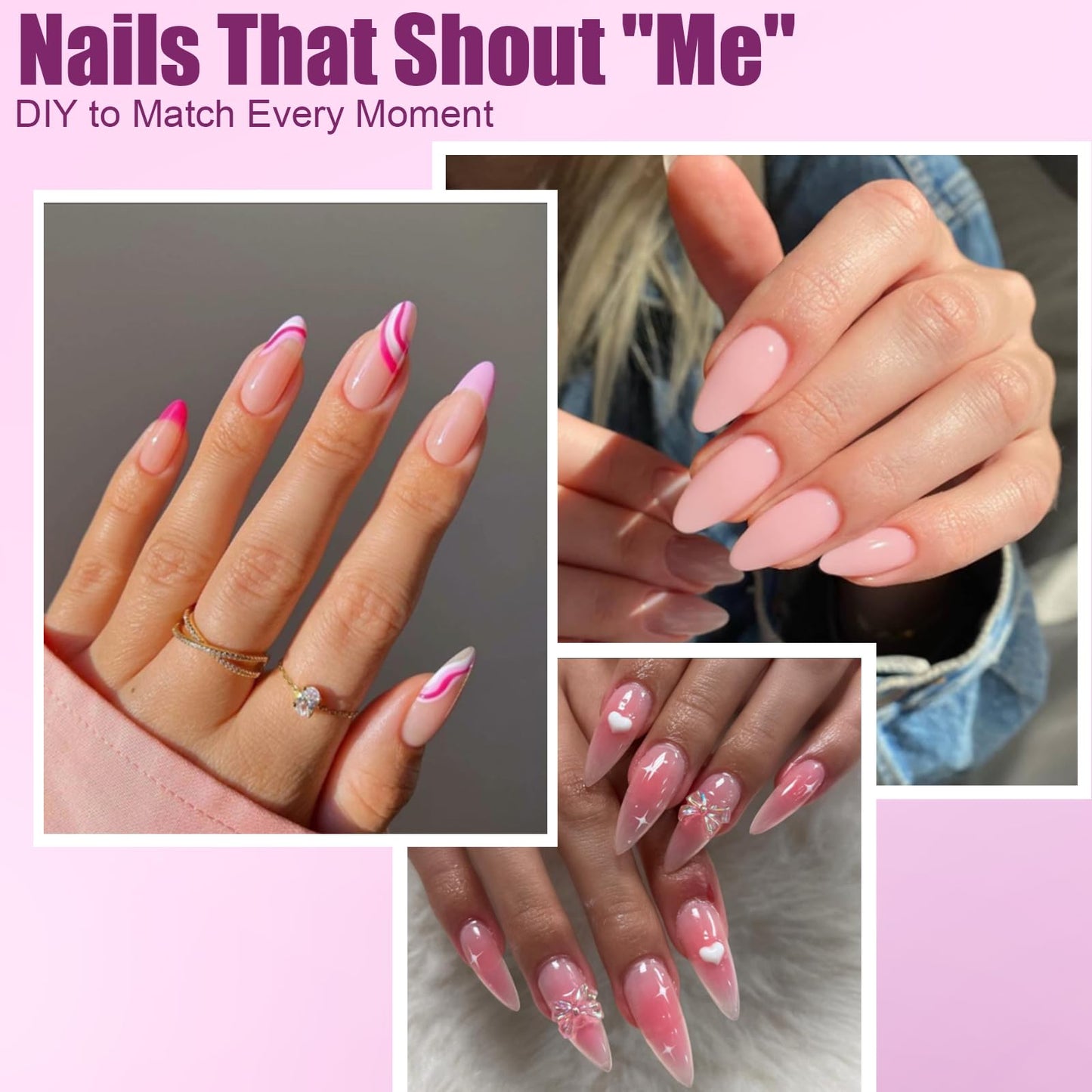 Vnjaoi 280 Pcs Original Sandwich Nails Dual Form with Guide Lines Almond Round Nail Mold for Builder Gel Nail Extensions Art Design Salon DIY at Home