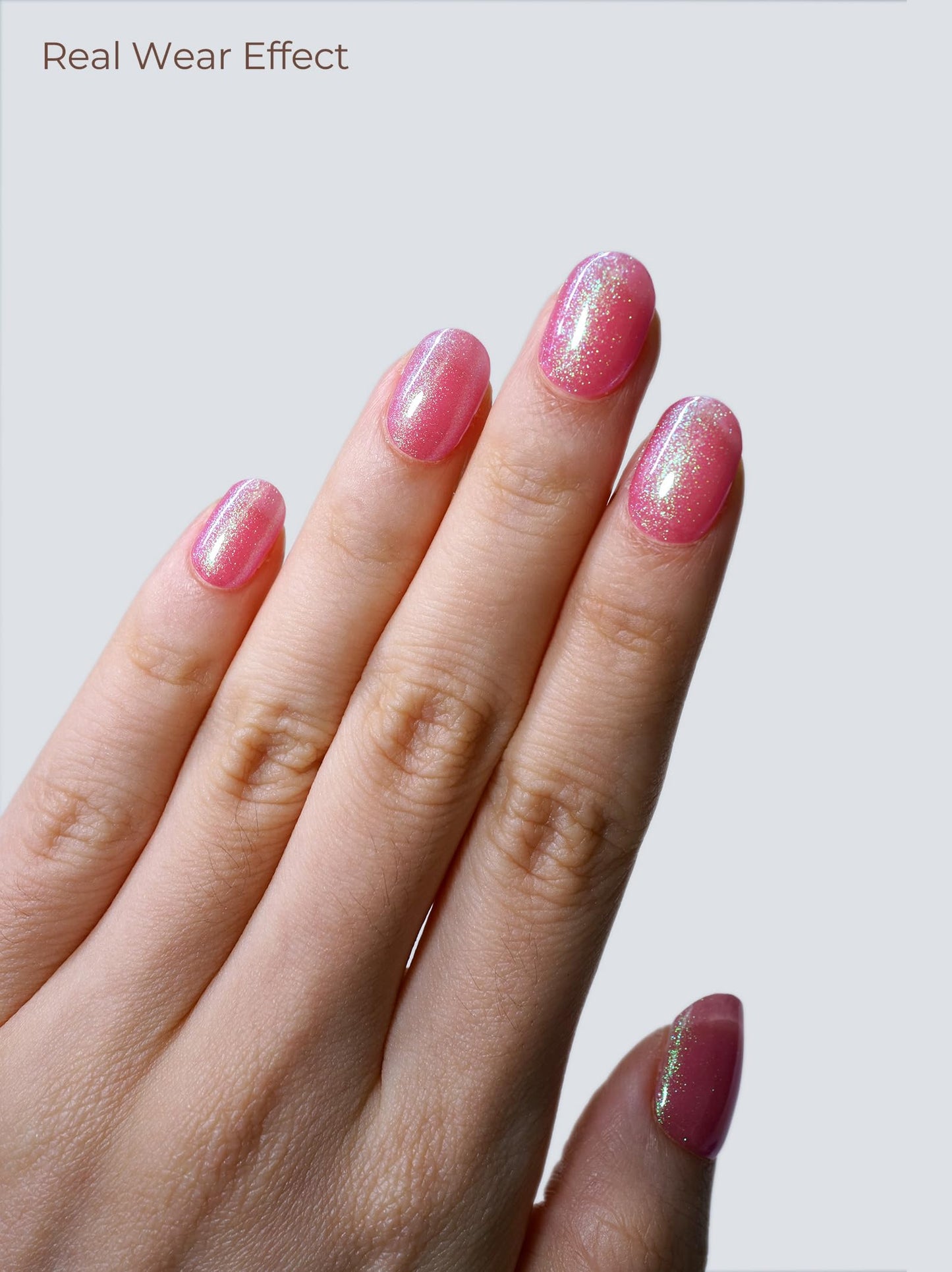 Beaolata Real Gel Nail Strips (No UV Light Needed) - 44Pcs Salon Quality Nail Stickers - Long Lasting Polish Wraps for Women, Easy Apply & Remove (Padparadscha)