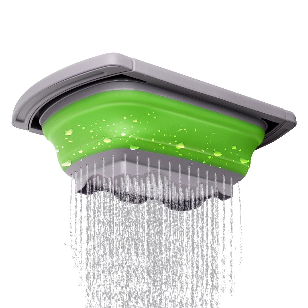 Qimh Colander collapsible, Colander Strainer Over The Sink Vegetable Fruit Strainer Basket (6 Quart) with Extendable Handles, New Kitchen Essentials