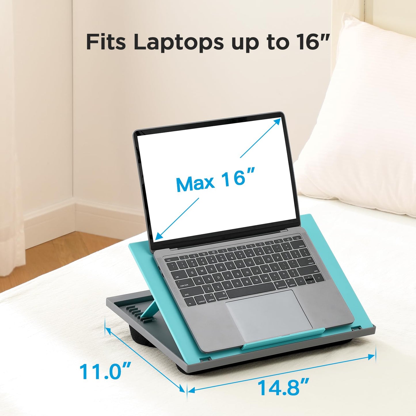 HUANUO Adjustable Lap Desk - with 8 Adjustable Angles & Dual Cushions Laptop Stand for Car Laptop Desk, Work Table, Lap Writing Board & Drawing Desk on Sofa or Bed, HNLD2TB